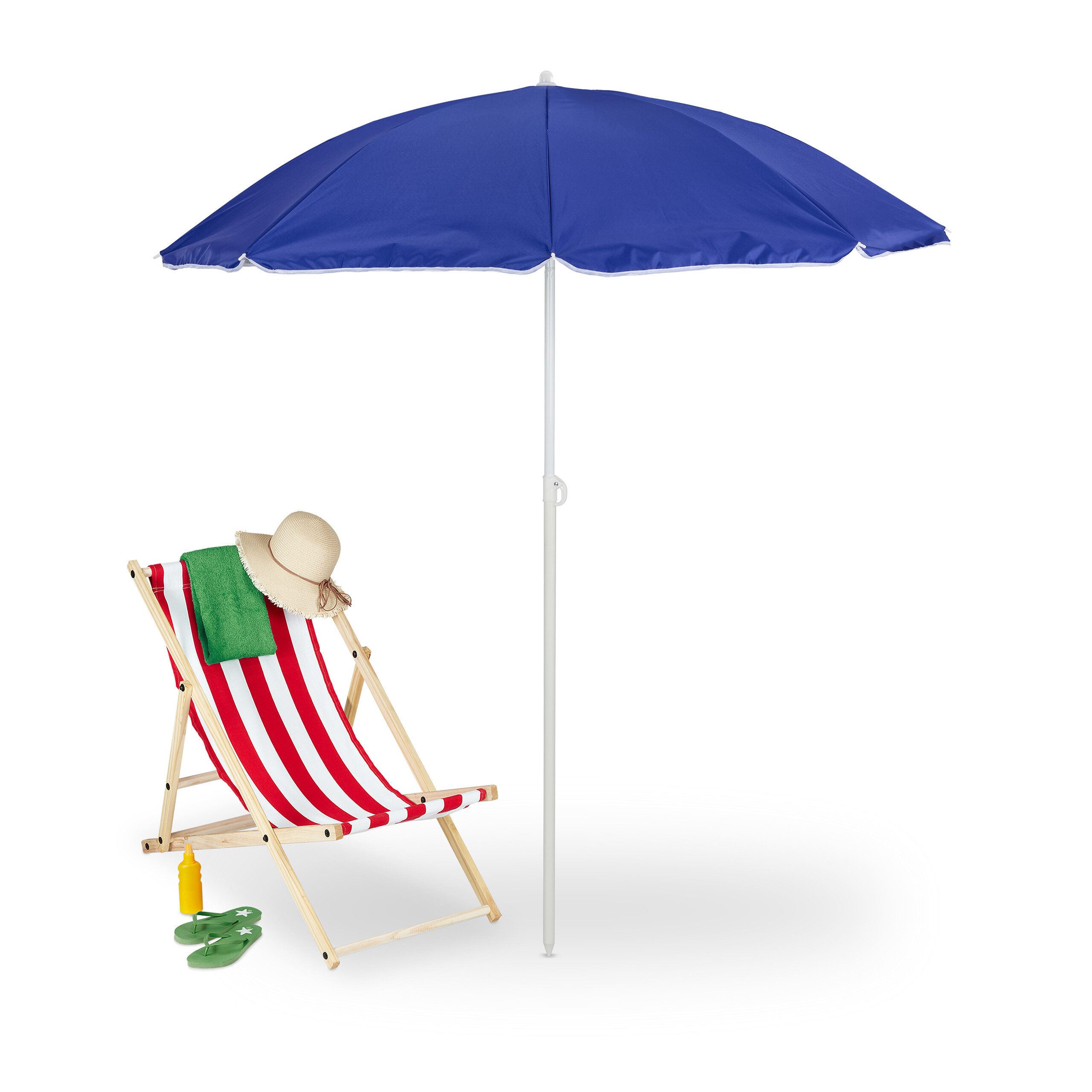 relaxdays Sonnenschirm Blauer Sonnenschirm 160 cm günstig online kaufen