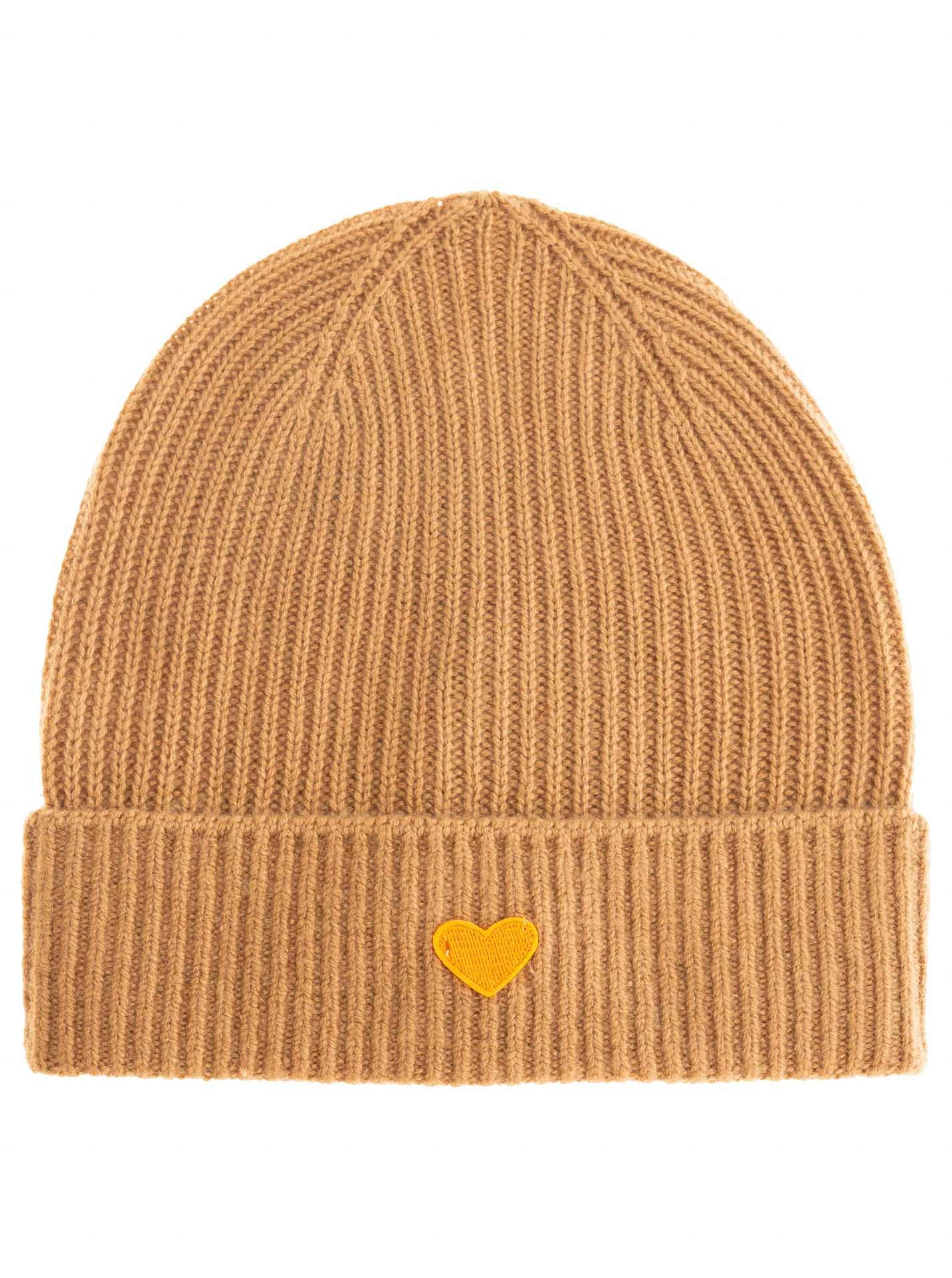 Zwillingsherz Beanie Beanie with Heart-Patch Rippstrick, mit breitem Umschlag, wärmend