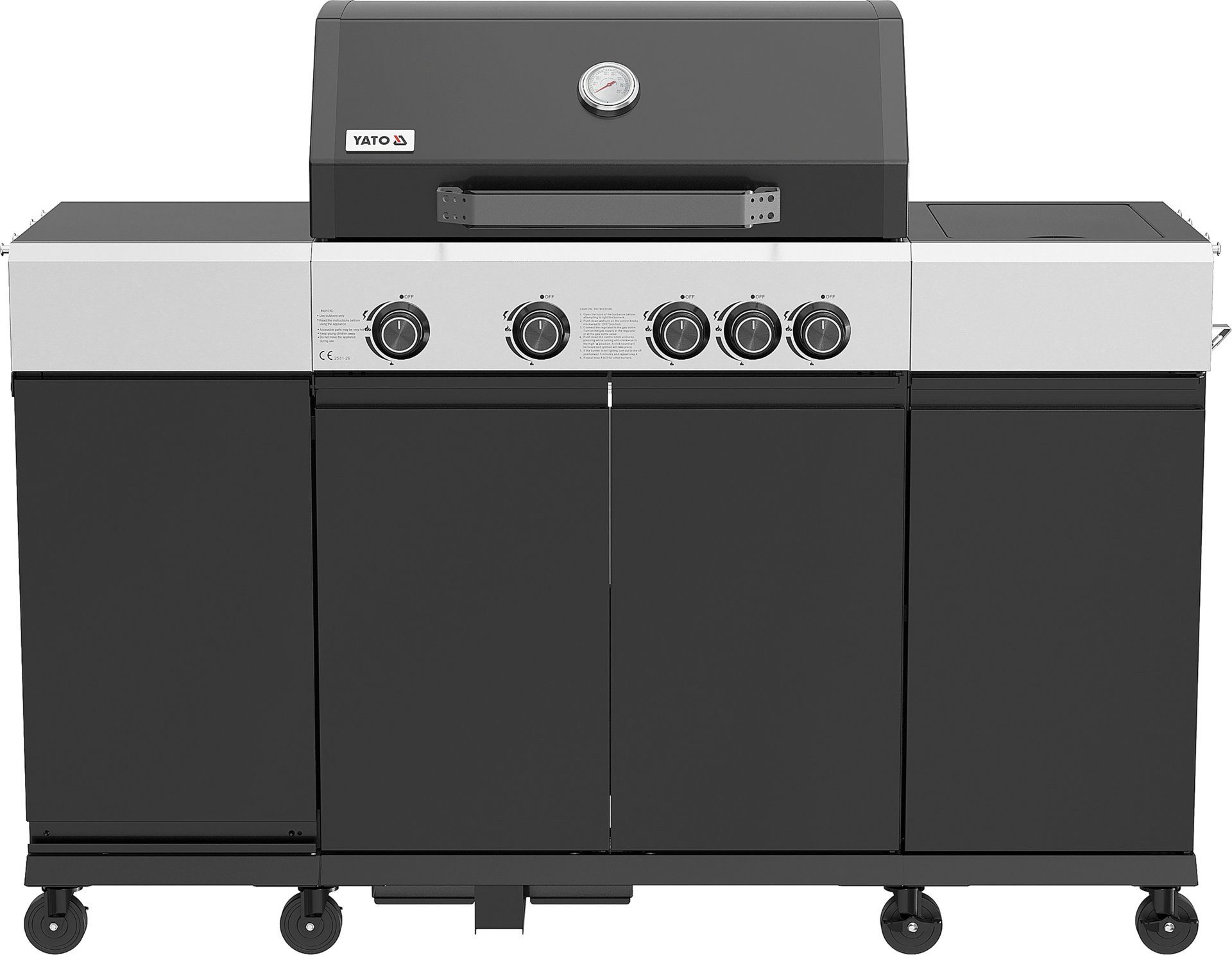 Yato Gasgrill Mini Outdoor Küche, Gasgrill 4+1 Brennern 14,5 kW, LED, Gusseisenrost, Mini Outdoor Küche, Gasgrill 4+1 Brennern 14,5 kW, LED, Gusseisenrost, Mini Outdoor Küche, Gasgrill 4+1 Brennern 14,5 kW, LED, Gusseisenrost