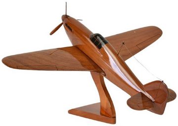 Casa Padrino Dekoobjekt Luxus Deko Jagdflugzeug Hawker Hurricane Braun / Schwarz 44 x 35 x H. 20 cm - Holz Flugzeug mit Ständer - Propellerflugzeug - Modellflugzeug - Schreibtisch Deko - Deko Accessoires