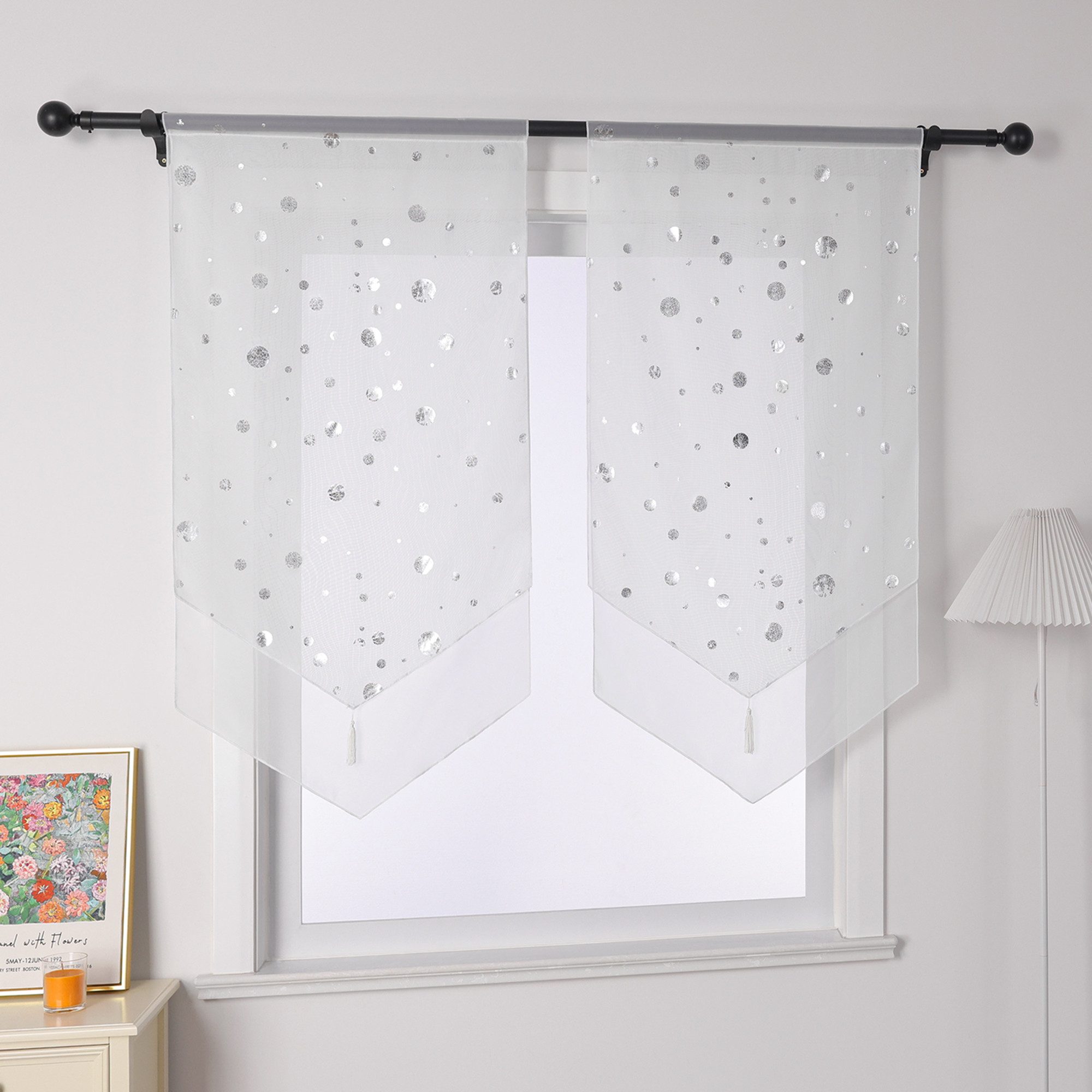 Joyswahl Scheibengardine Daria (1 St), Stangendurchzug, Glänz Kreise günstig online kaufen