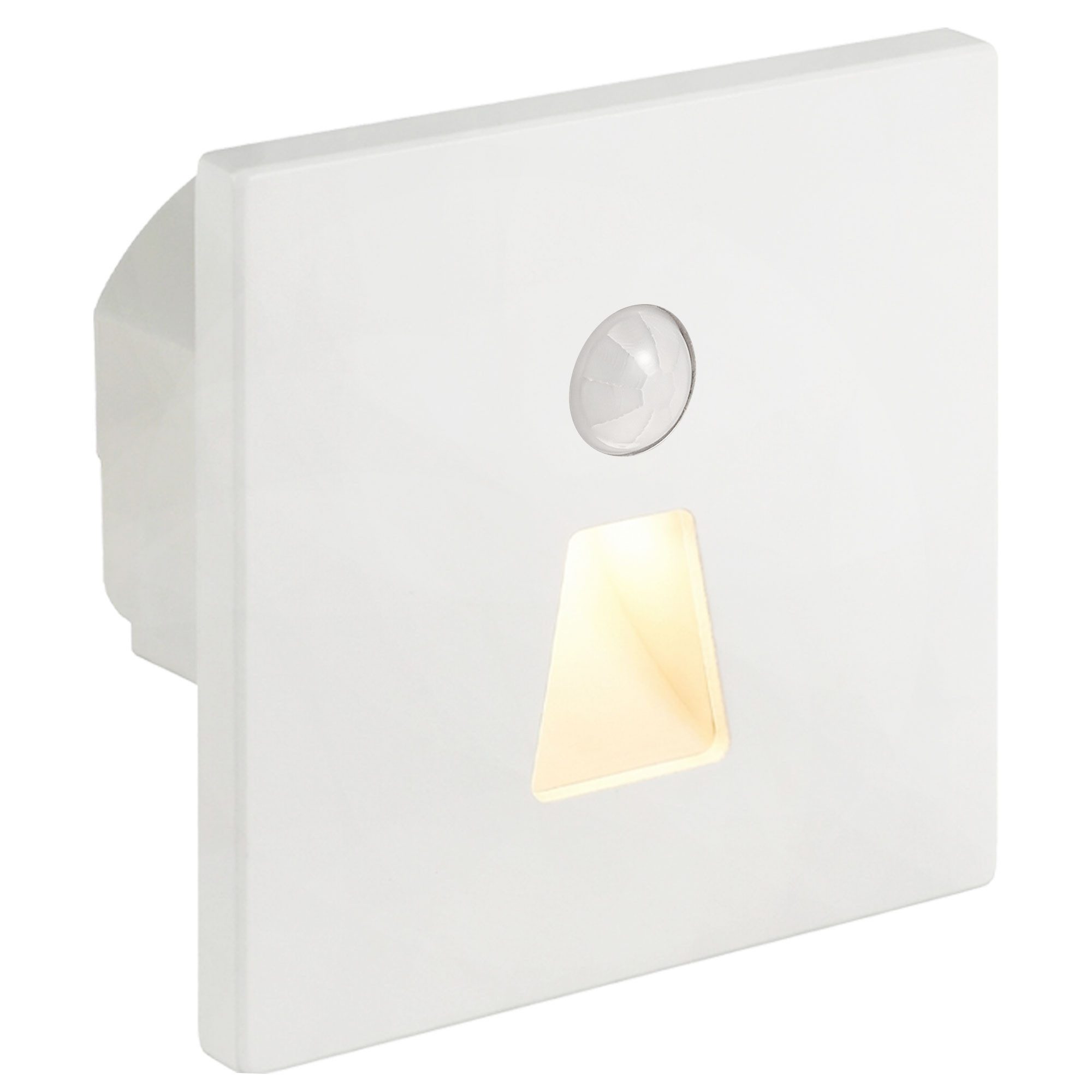 Maxkomfort LED Einbauleuchte - Treppenbeleuchtung Modular mit/ohne Bewegungsmelder - Stufenlicht, mit Bewegungsmelder, LED fest integriert, 3 Lichtfarben einstellbar - Wandeinbauleuchte Treppe Innen Rund/Eckig