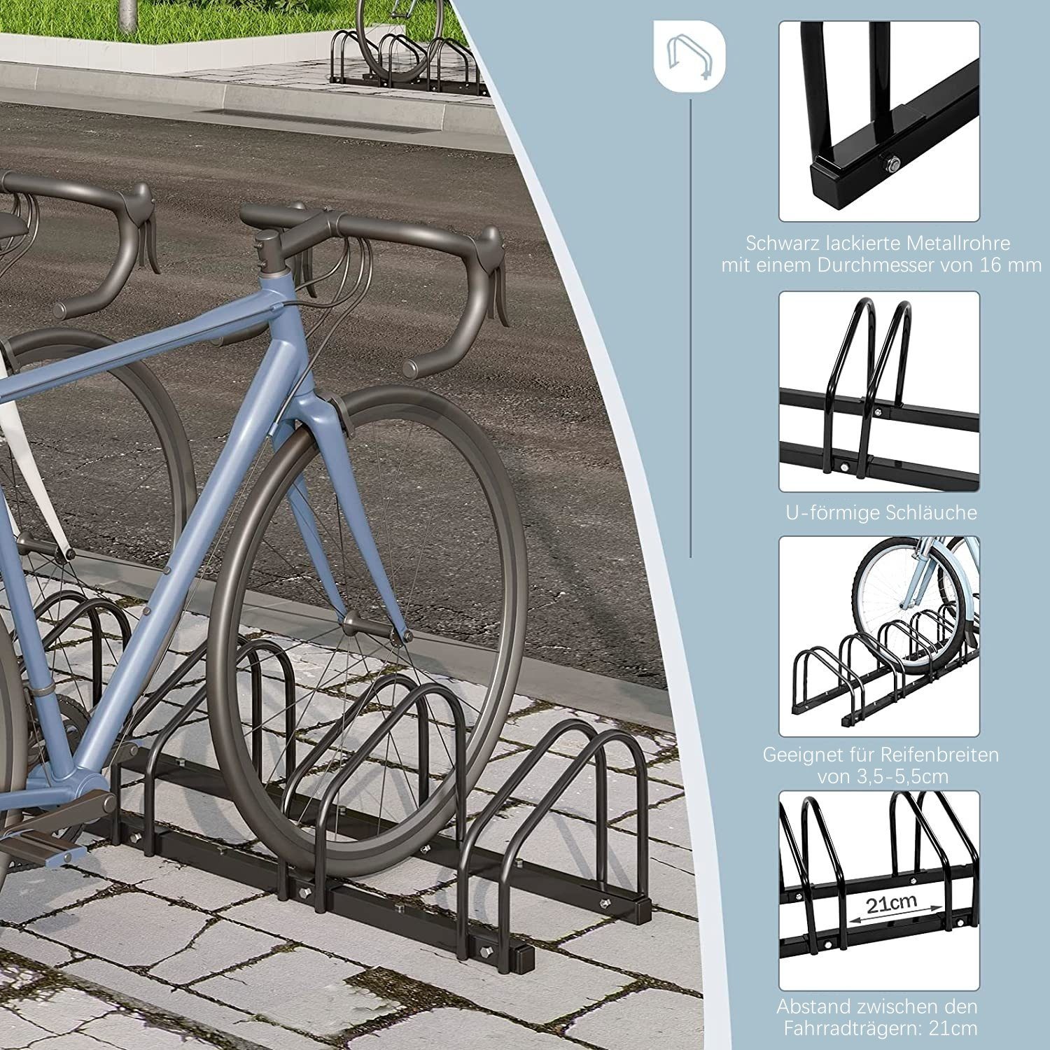 Woltu Fahrradständer (1-St), Fahrradhalterung auf dem Boden Aufstellständer