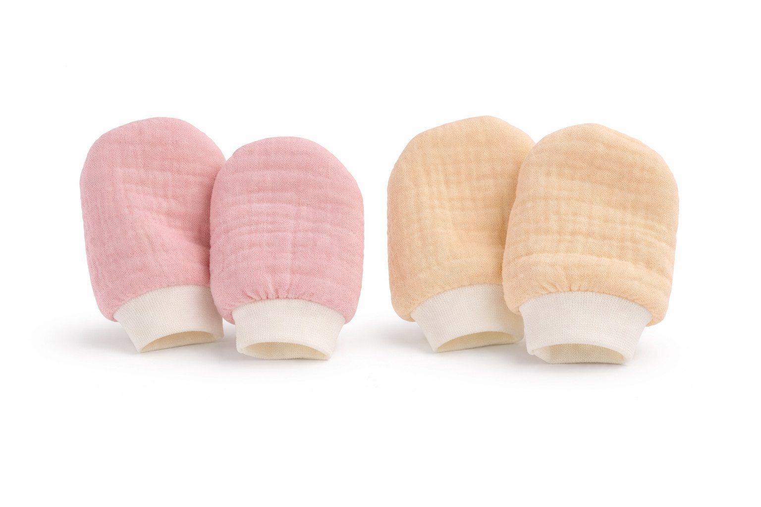 La Bortini Fäustlinge Baby Kratzfäustlinge Handschuhe aus Musselin Erstlingsfäustlinge (Doppelpack für Neugeborene) luftig, weich, in verschiedenen Farben, 2er Set, unisex
