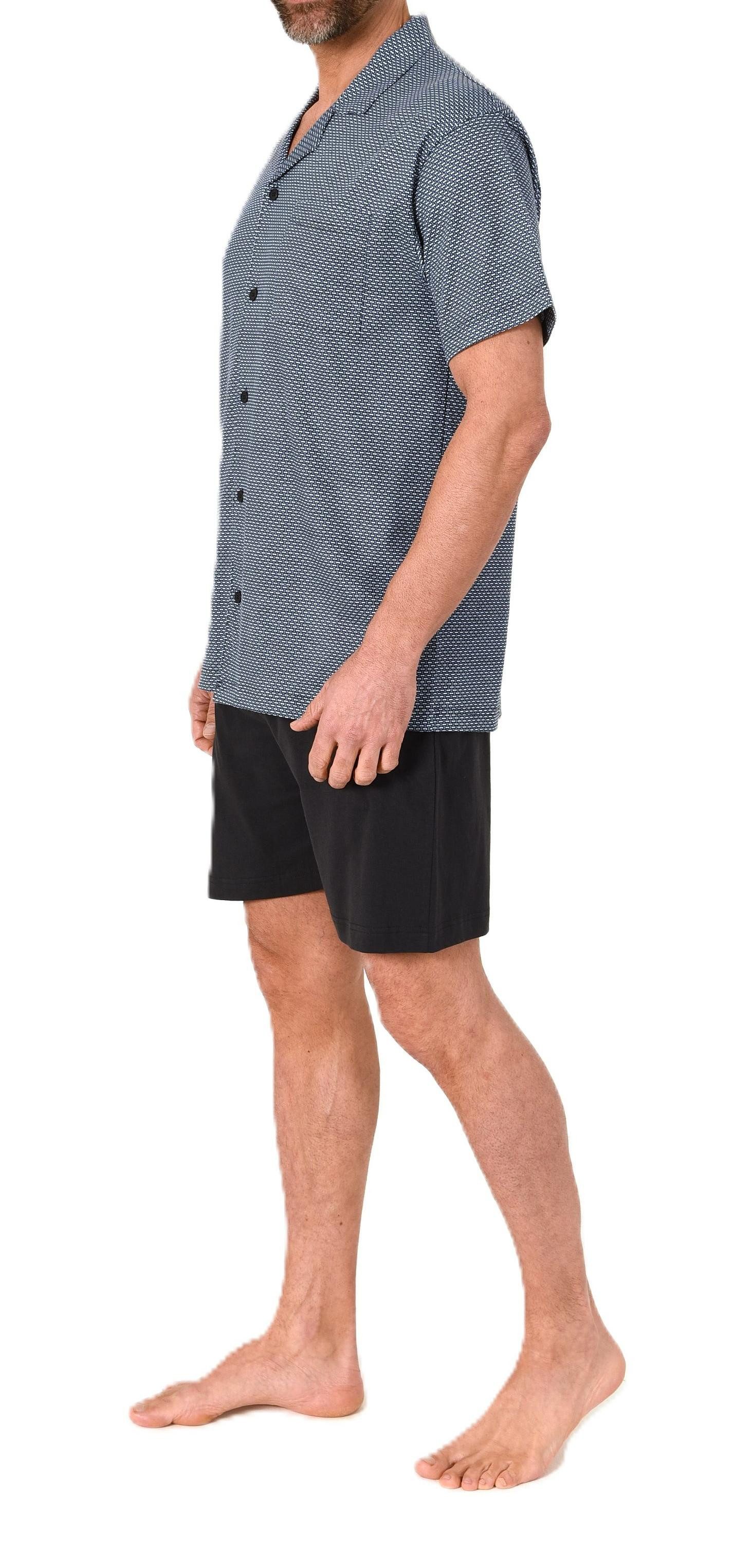 Normann Pyjama Herren Kurzarm Schlafanzug Shorty zum durchknöpfen, auch in Übergröße