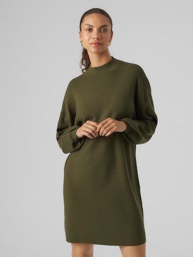 Vero Moda Strickkleid Green GA LS DRESS VMNANCY FUNNELNECK Rifle NOOS