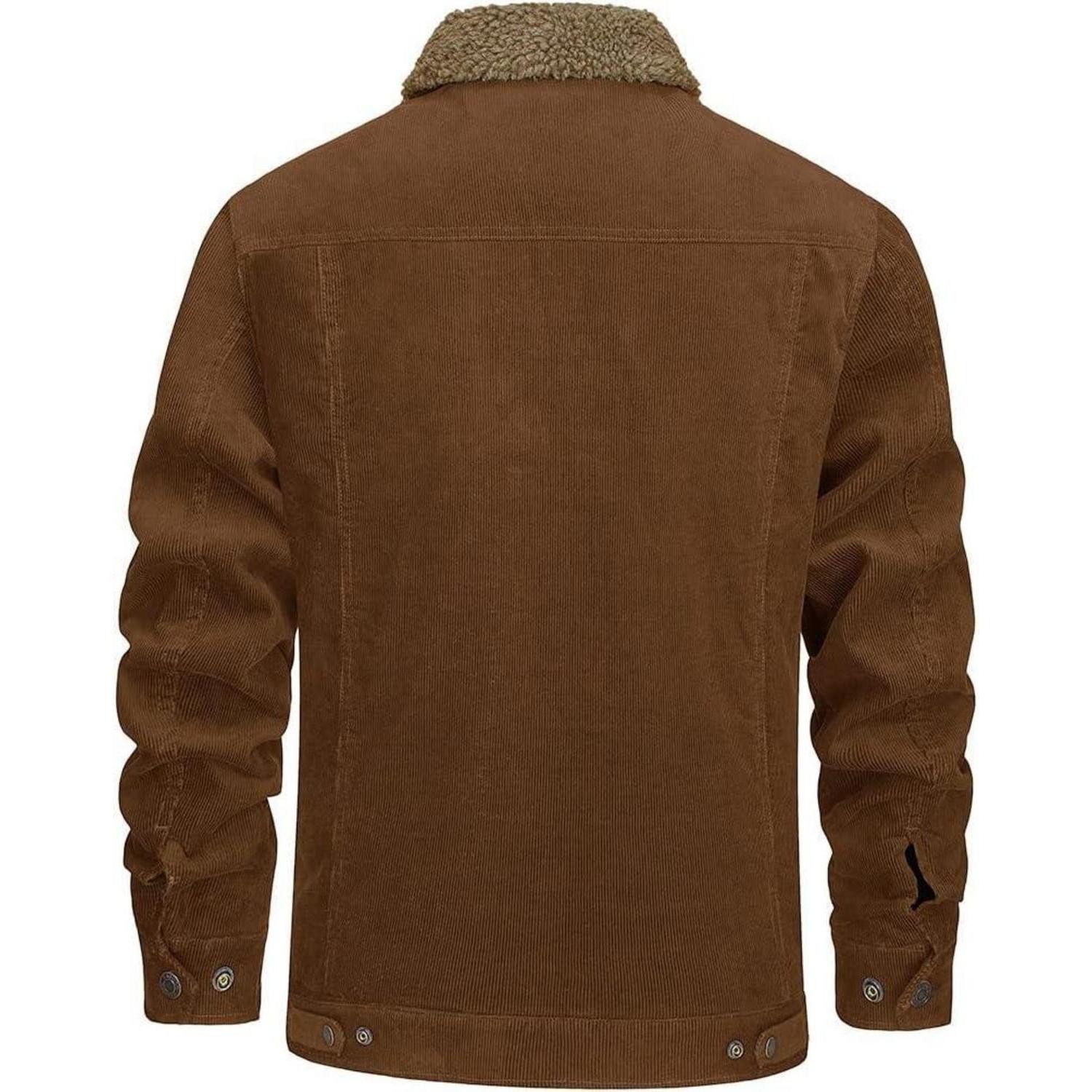 LuxusKollektion Cordjacke Cordjacke Herren Übergangsjacke Teddyfellkragen Cargo XL Braun – Bild 4 von 5