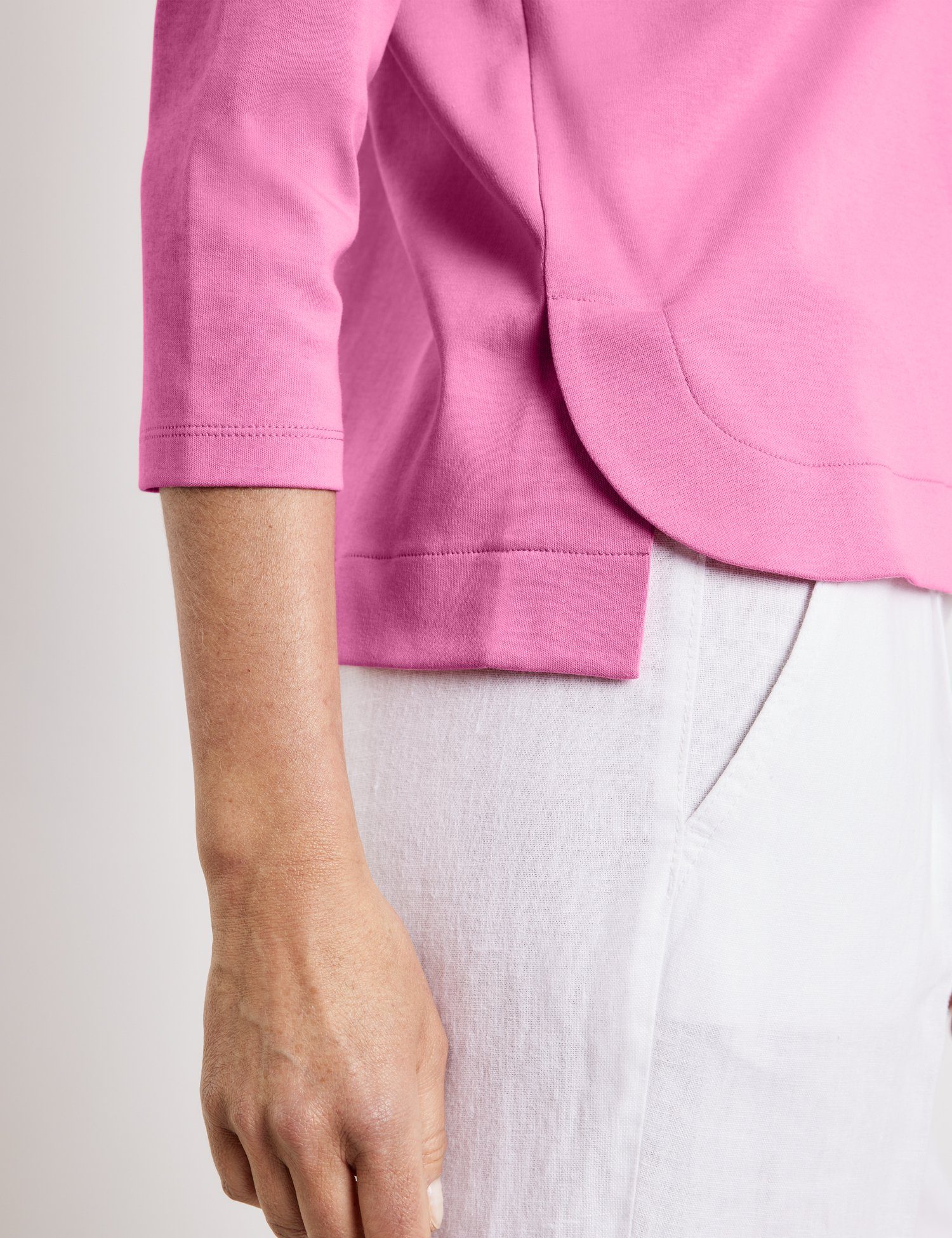 WEBER aus Baumwolle Pink reiner 3/4-Arm-Shirt GERRY Soft 3/4-Arm-Shirt