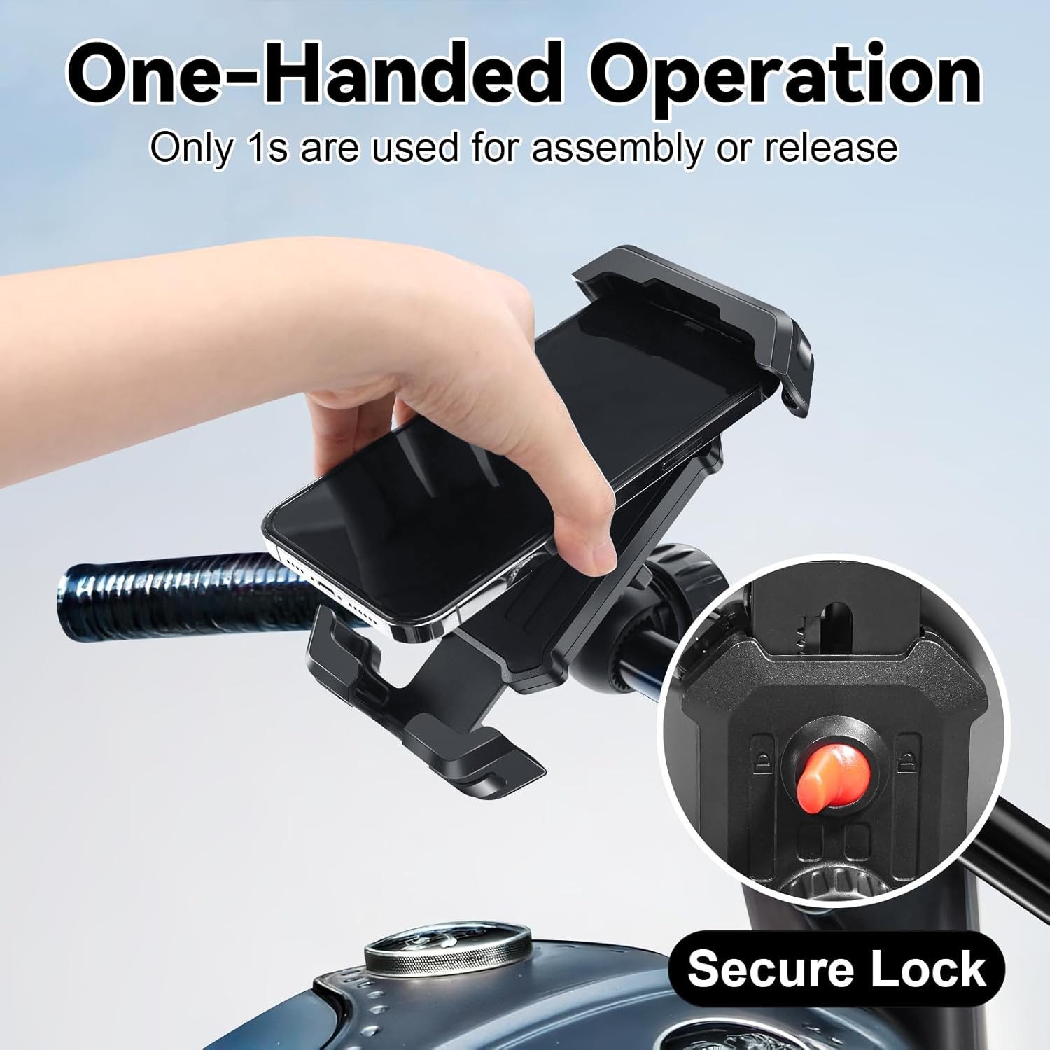Forrlite Smartphone-Halterung Handyhalterung Fahrrad, Handyhalter Motorrad360° Lenker Halter, (Stabile Handyhalterung Fahrrad & Motorrad, ideal für 5,1–6,8", Me – Bild 2 von 5