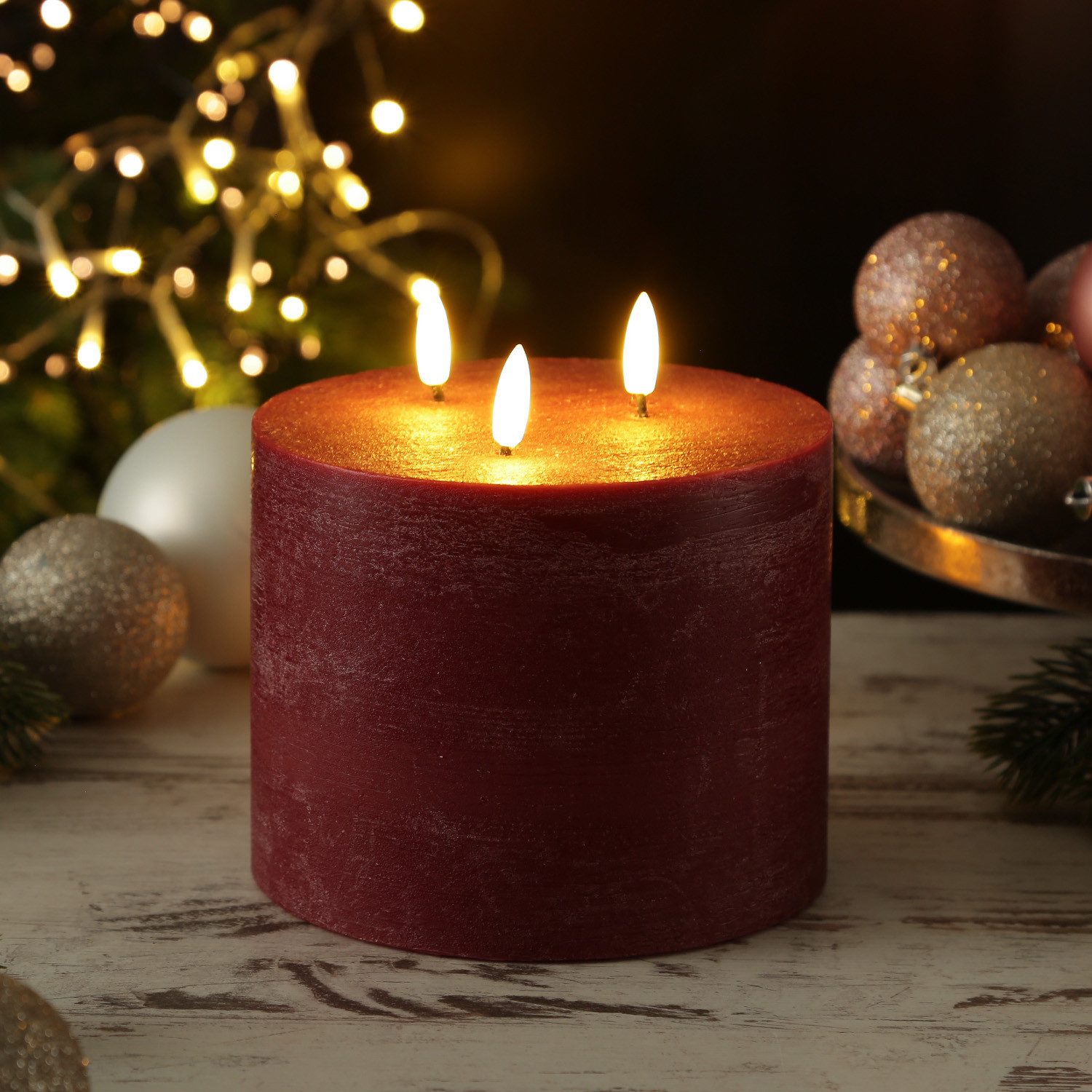 MARELIDA LED-Kerze XXL LED 3 Docht Kerze Echtwachs groß Timer D: 15cm H: 15 günstig online kaufen