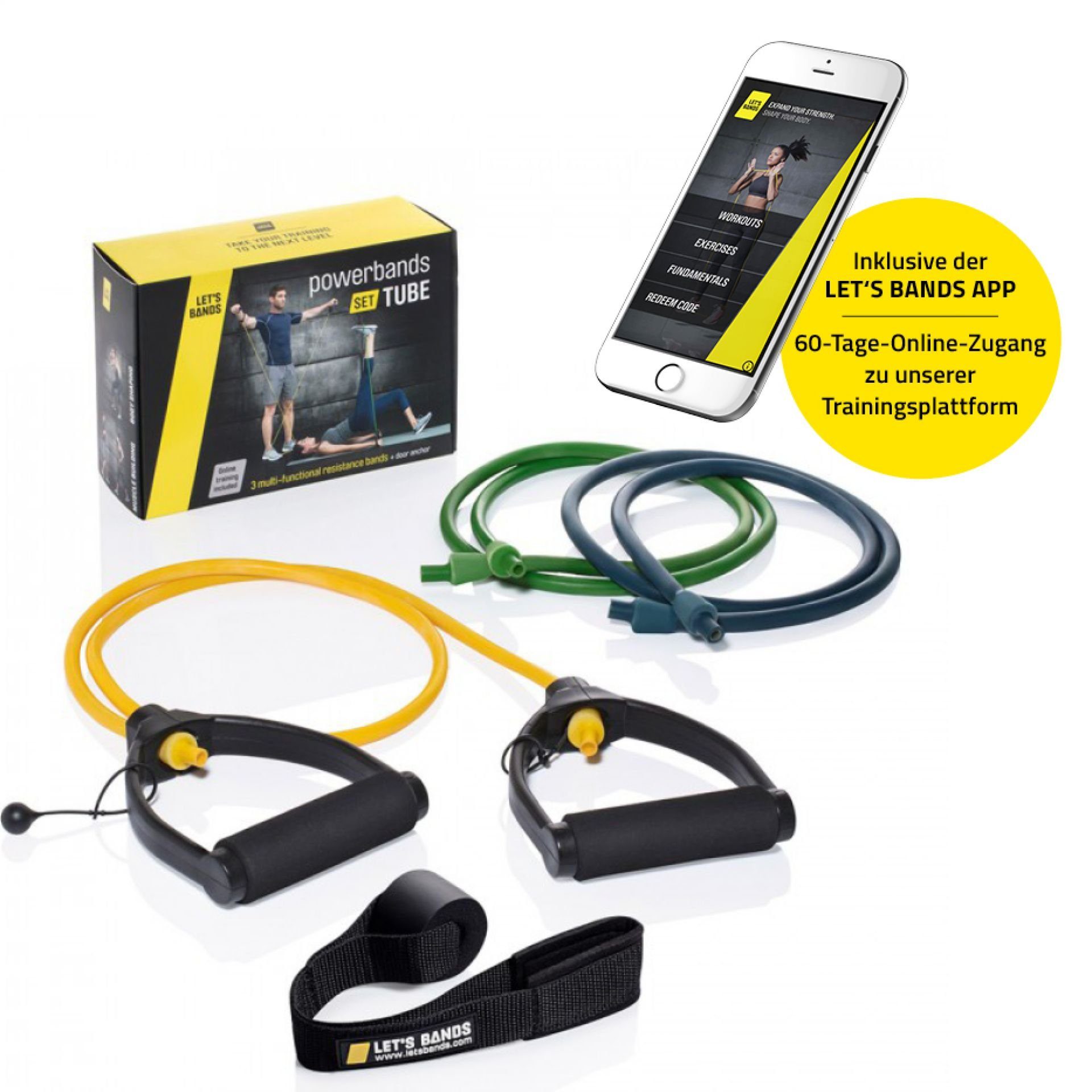 Trainingsbänder Let's Bands Powerbands Set Tube + GRATIS App
