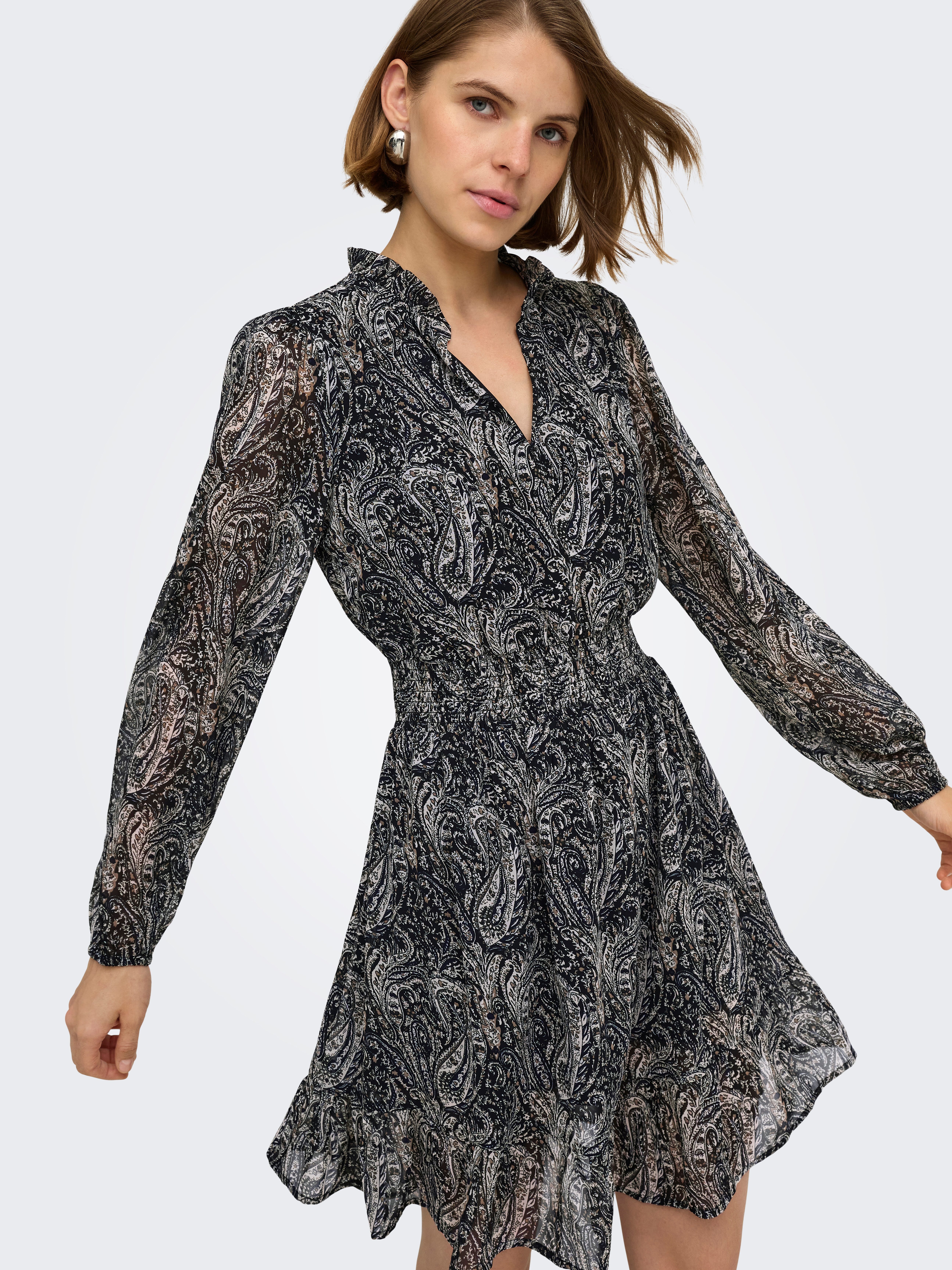 ONLY Chiffonkleid ONLCAROLINE L/S SHORT DRESS WVN NOOS Polyester – Bild 2 von 5
