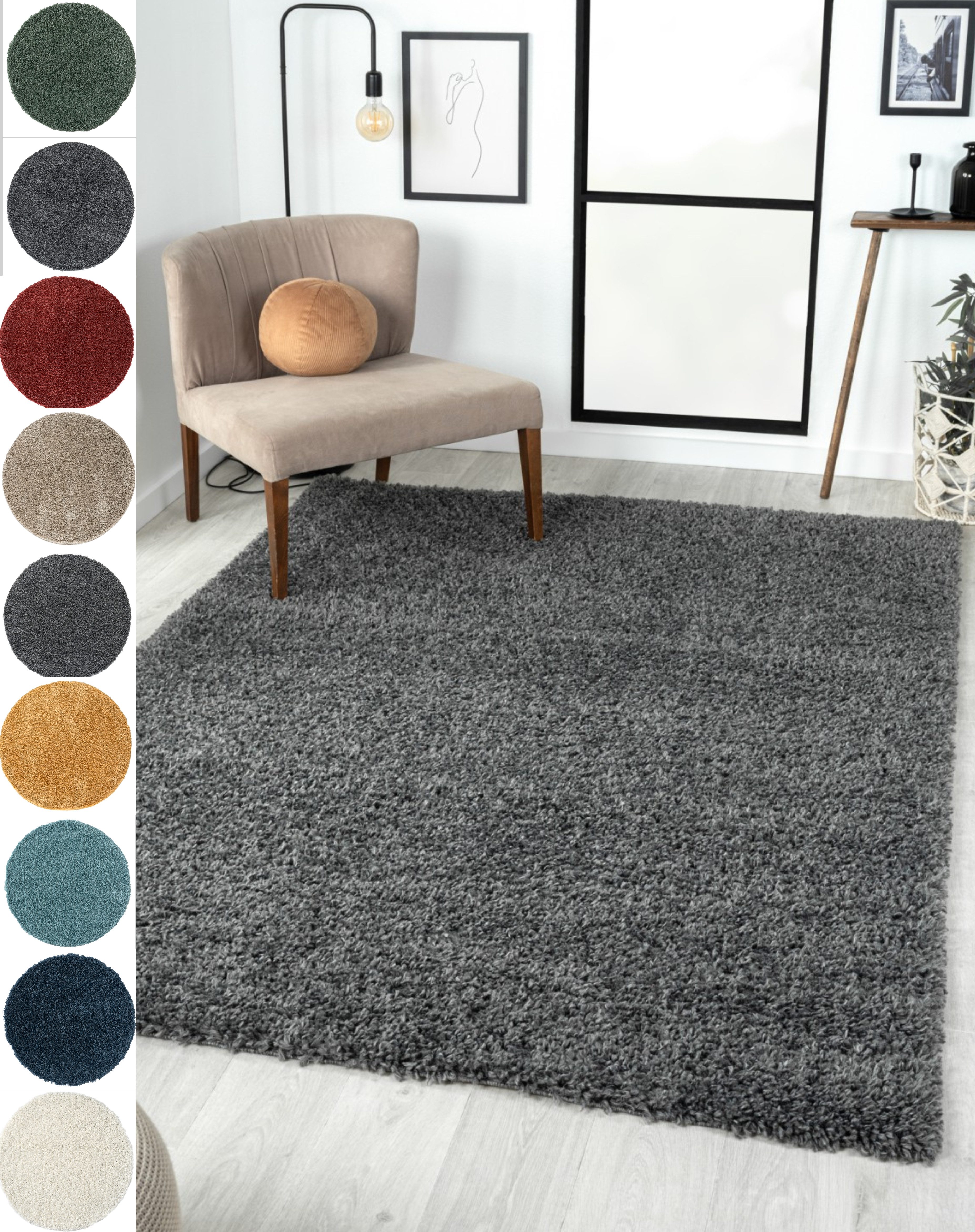 Myflair Möbel & Accessoires Hochflor-Teppich My Shaggy, rechteckig, Höhe: 37 mm, Uni-Farben, leicht glänzend, extra weich, auch in rund & als Läufer