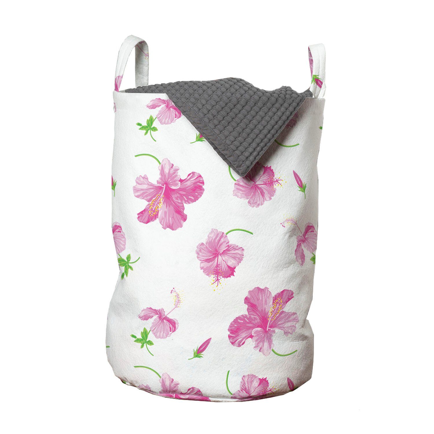 Wäschesäckchen Griffen mit Abakuhaus Wäschekorb für Kordelzugverschluss Waschsalons, Blumenmuster-Land Blumen