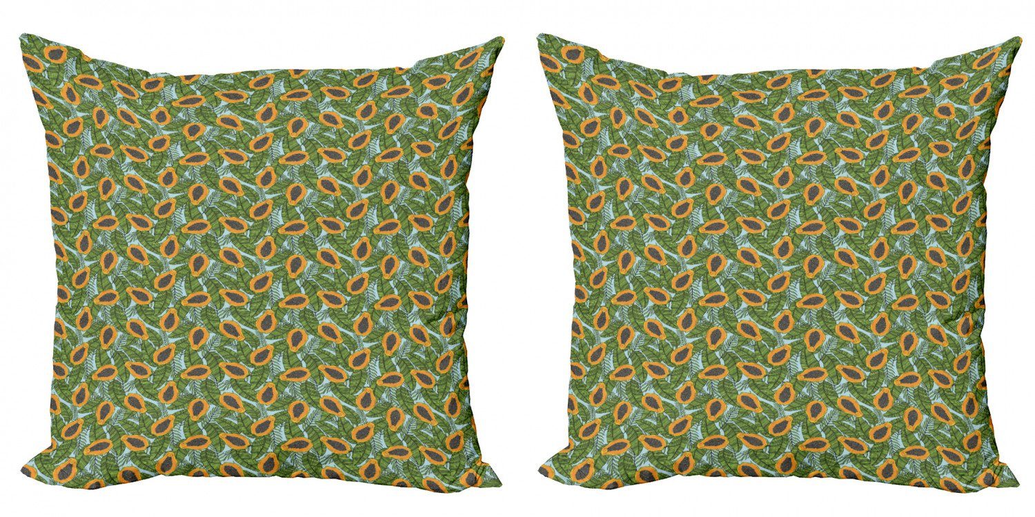 Tropic Stück), Modern Früchte Papaya Halbierte Abakuhaus (2 Accent Doppelseitiger Digitaldruck, Kissenbezüge Blätter