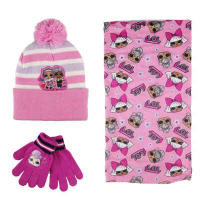 LOL Surprise Bommelmütze »Kinder Winter Set Mütze Handschuhe Snood Schaal« Gr. 52 oder 54, Lila oder Rosa