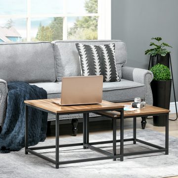 HOMCOM Couchtisch Satztisch, Sofatisch im Industriedesign Wohnzimmertisch (Beistelltisch, 2-St., Kaffeetisch), mit Holzoptik