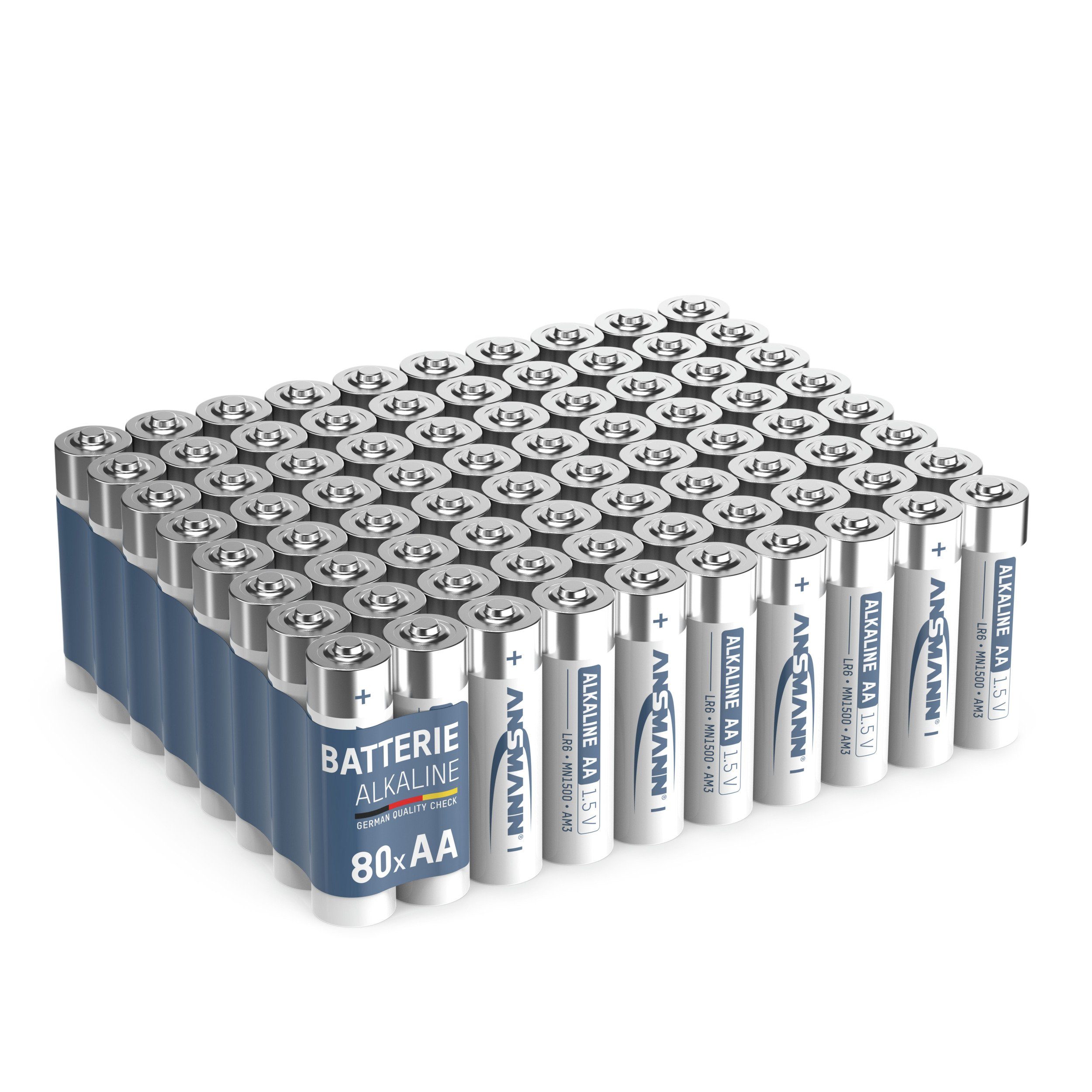 ANSMANN AG Batterien AA 80 Stück, Alkaline Mignon Batterie, für Lichterkette uvm. Batterie
