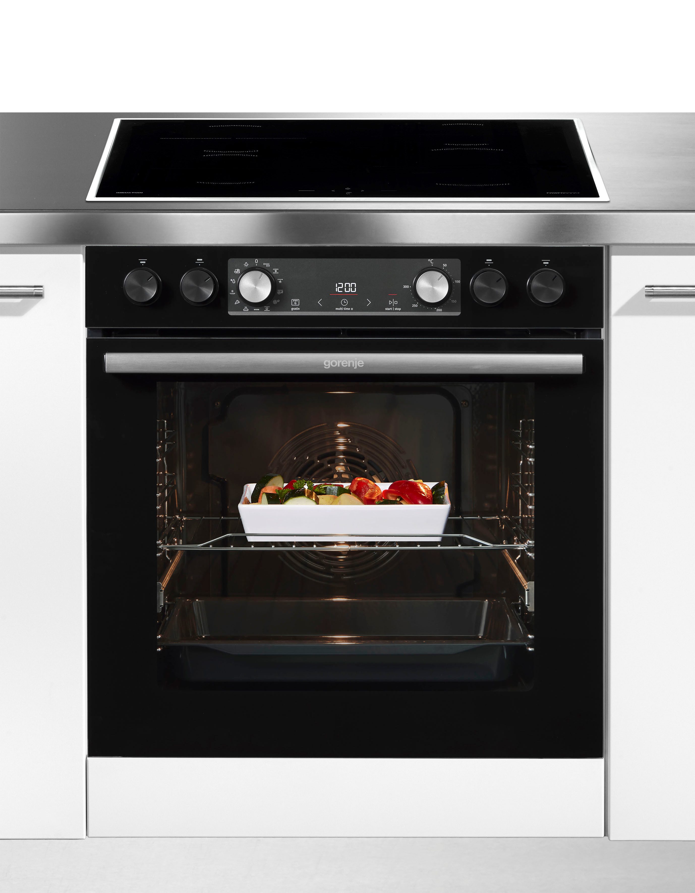 GORENJE Induktions Herd-Set Black Set 5 Induktion, mit 1-fach-Teleskopauszug, Aqua Clean