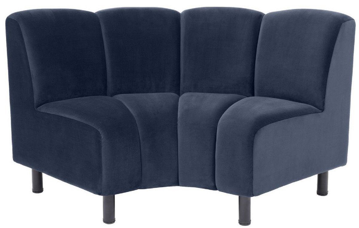 Möbel & Wohnzimmer Luxus Padrino Erweiterbares - Sofa Luxus Sofa Samt 114 x x - 75 Couch Mitternachtsblau / cm Casa Schwarz H. 87 Gebogenes