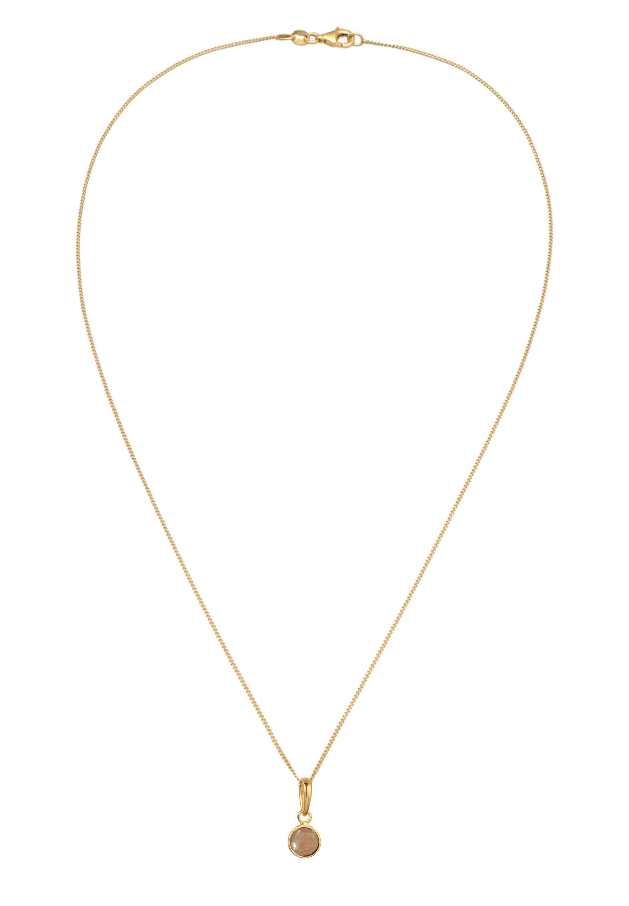 Elli Kette mit Anhänger Solitär Sonnenstein Orange 925 Sterling Silber vergoldet