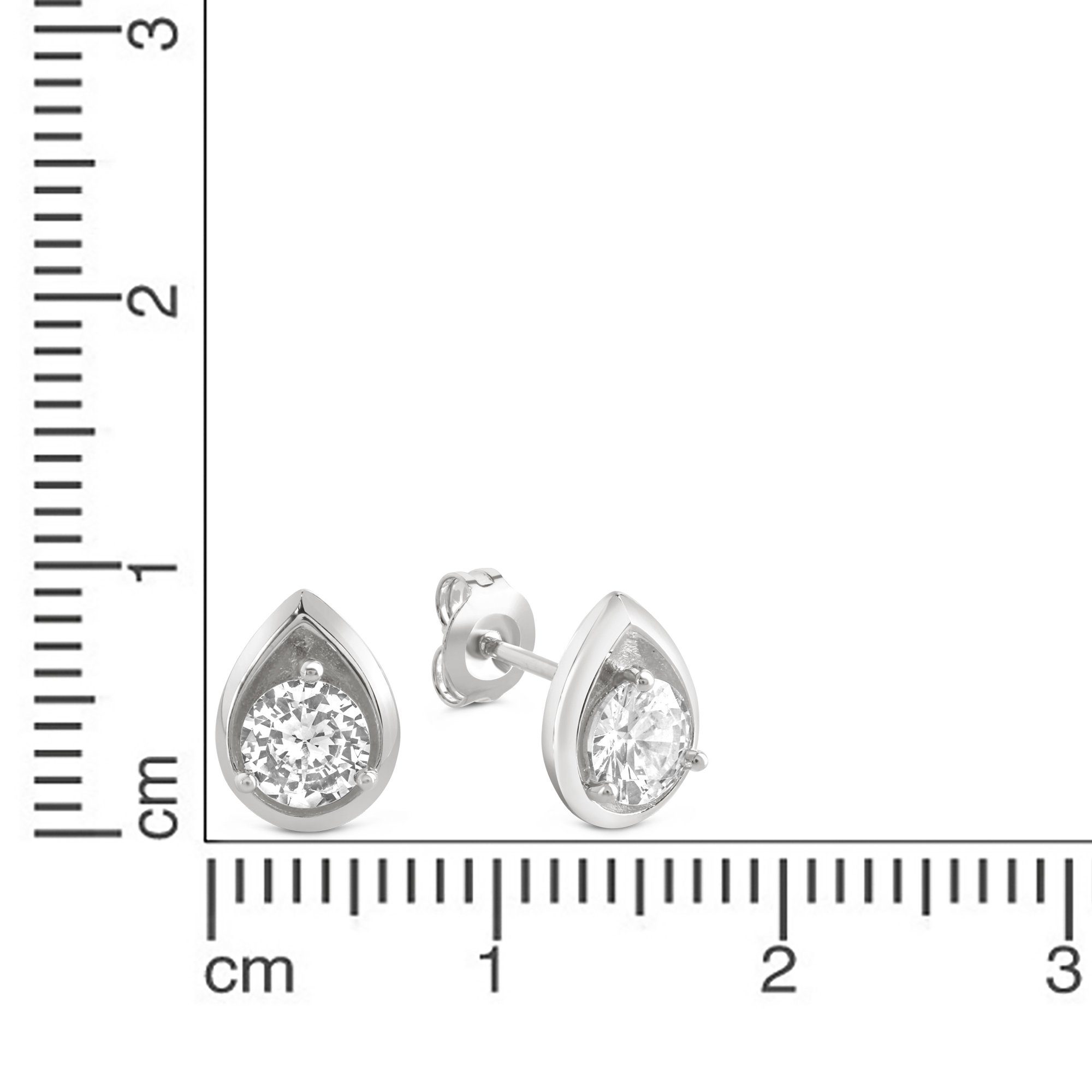 Zirkonia, Schmuckrepertoire 925 Ohrringe Zeeme Silber jedes rhodiniert Ohrstecker Stilvolle Sterling für Paar