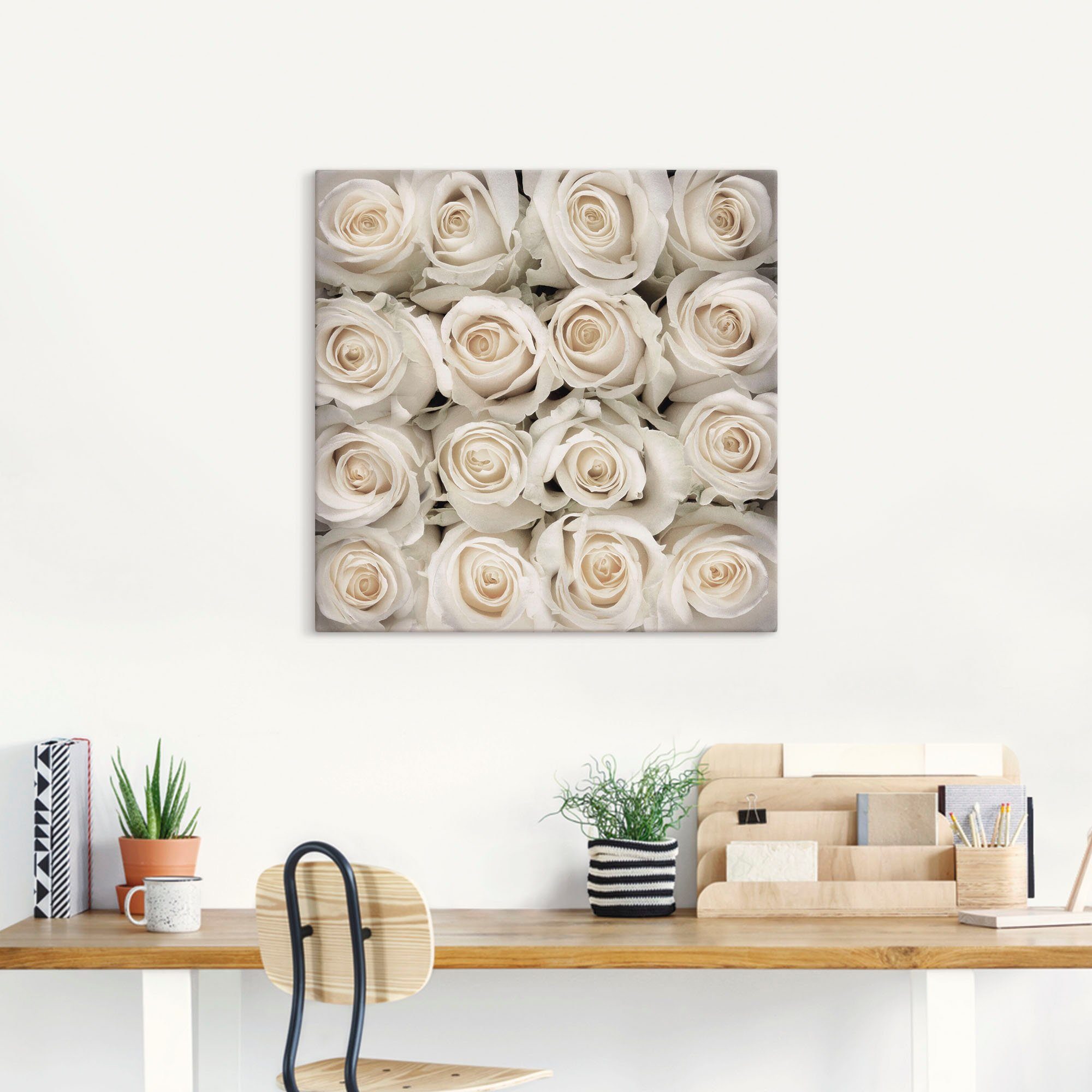 versch. Blumen Wandaufkleber St), Rosenkreation, Wandbild Leinwandbild, Poster (1 Artland Weiße in Größen oder als