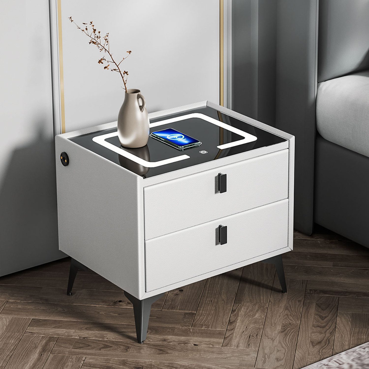 oyajia Nachttisch LED Nachttisch mit Wireless günstig online kaufen