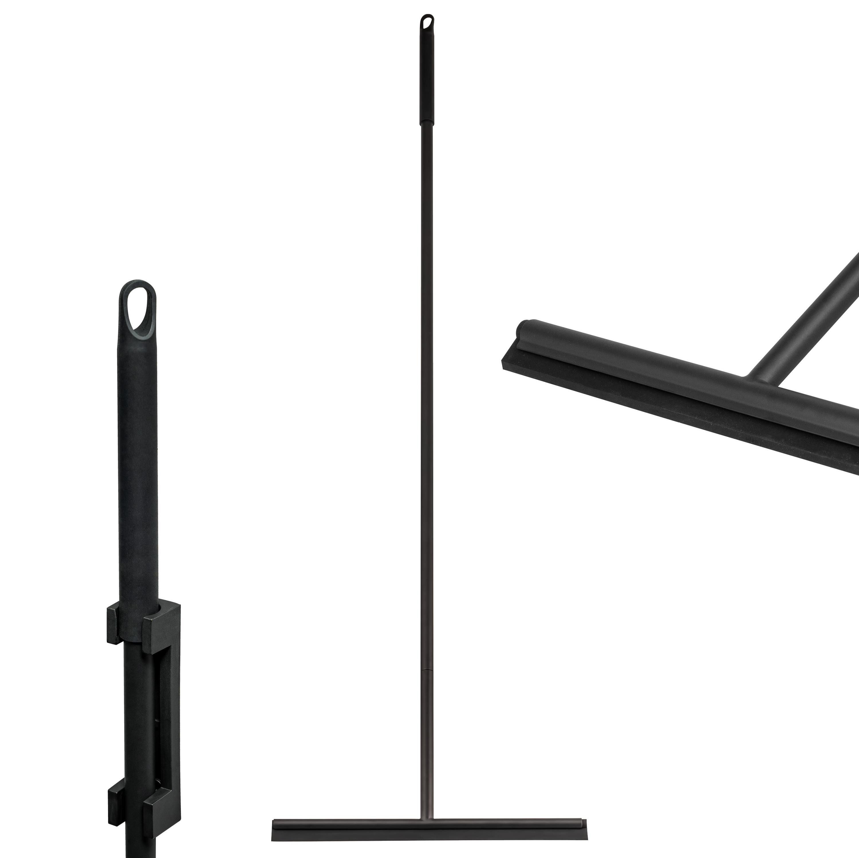 bremermann Wasserabzieher Bodenabzieher mit Wandhalter, Edelstahl schwarz lackiert und Silikon