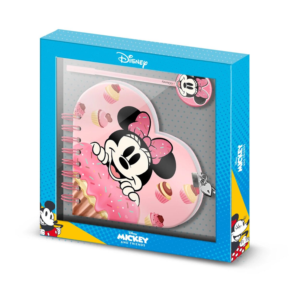 Disney Minnie Mouse Notizbuch - Tagebuch Set für Kinder mit Stift Schloss und Schlüssel Rosa