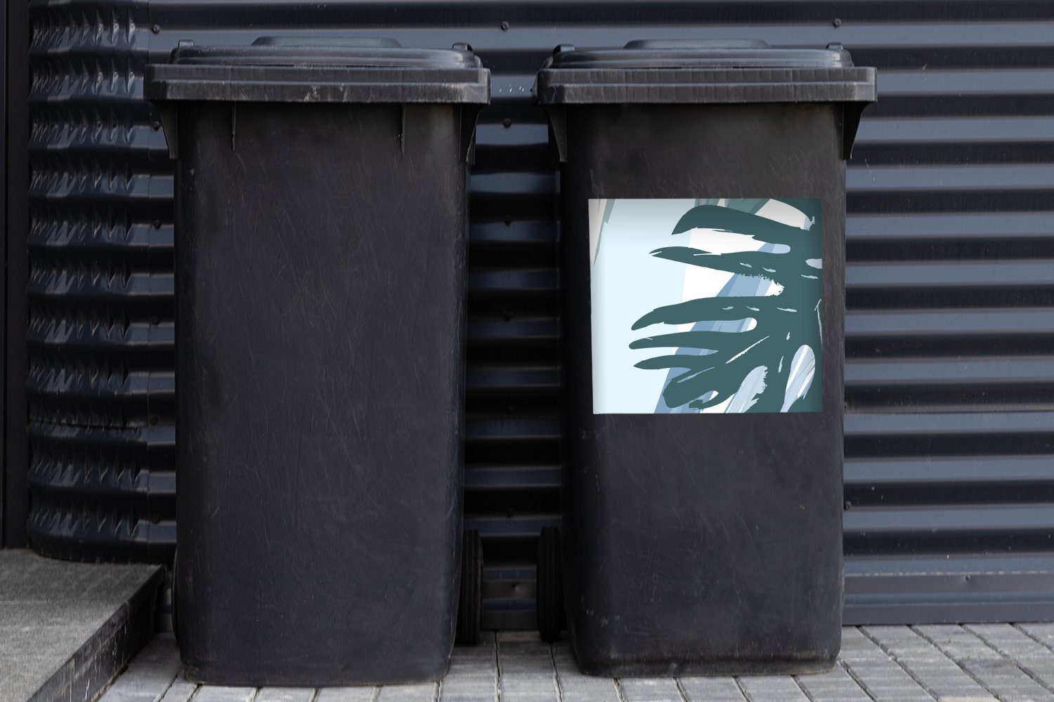 Mülltonne, Hellblau Abfalbehälter (1 Wandsticker Mülleimer-aufkleber, Container, - MuchoWow Monstera St), - Sticker, Sommer