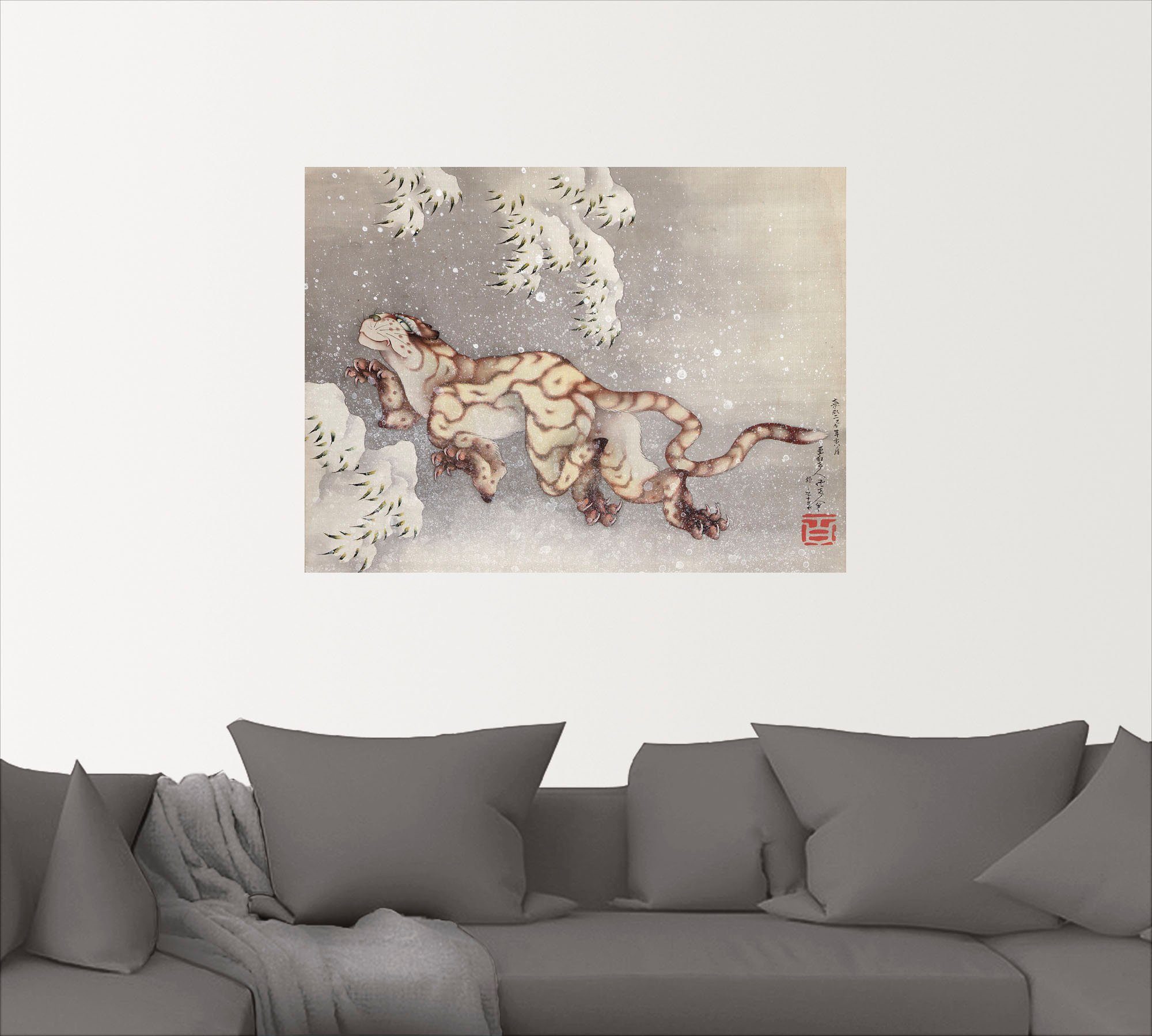 Artland Wandbild »Tiger in einem Schneesturm. Edo-Zeit«, Wildtiere (1 Stück), in vielen Größen & Produktarten -Leinwandbild, Poster, Wandaufkleber / Wandtattoo auch für Badezimmer geeignet-kaufen