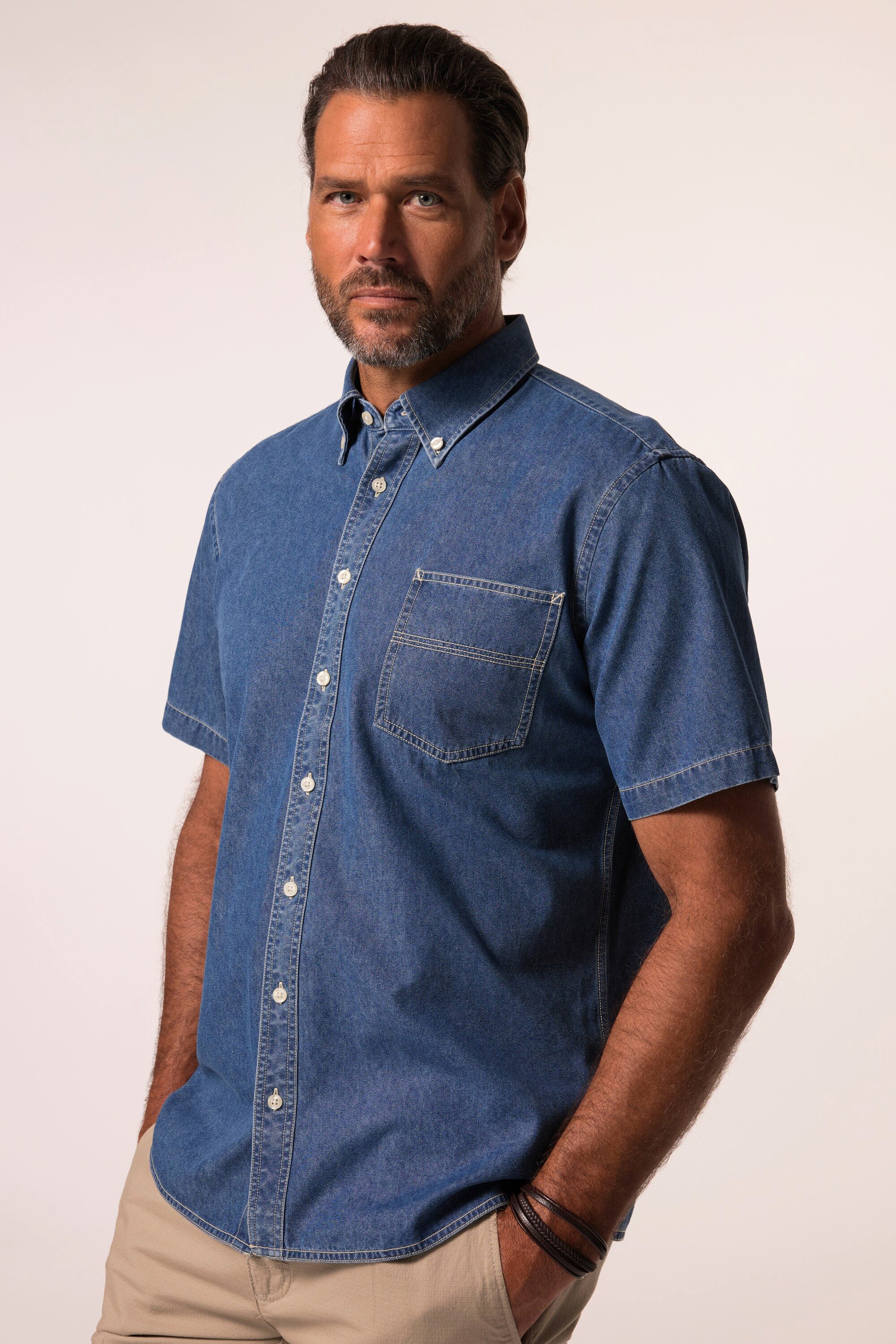 JP1880 Kurzarmhemd Jeanshemd Halbarm Buttondown-Kragen Modern günstig online kaufen