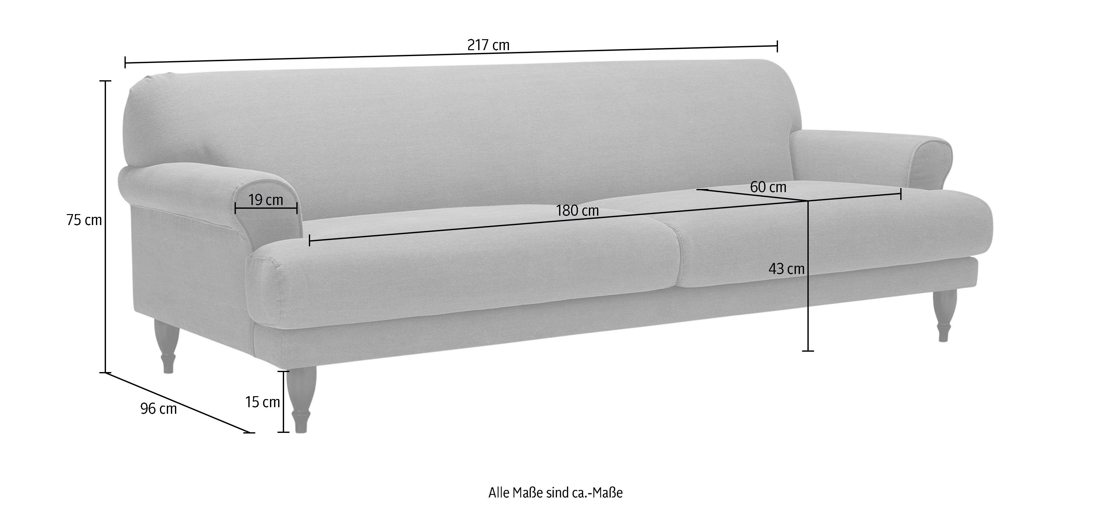 LOVI Sofa Polsterunterlage Buche Sitzunterfederung mit 3-Sitzer, schwarz, Füße Ginger