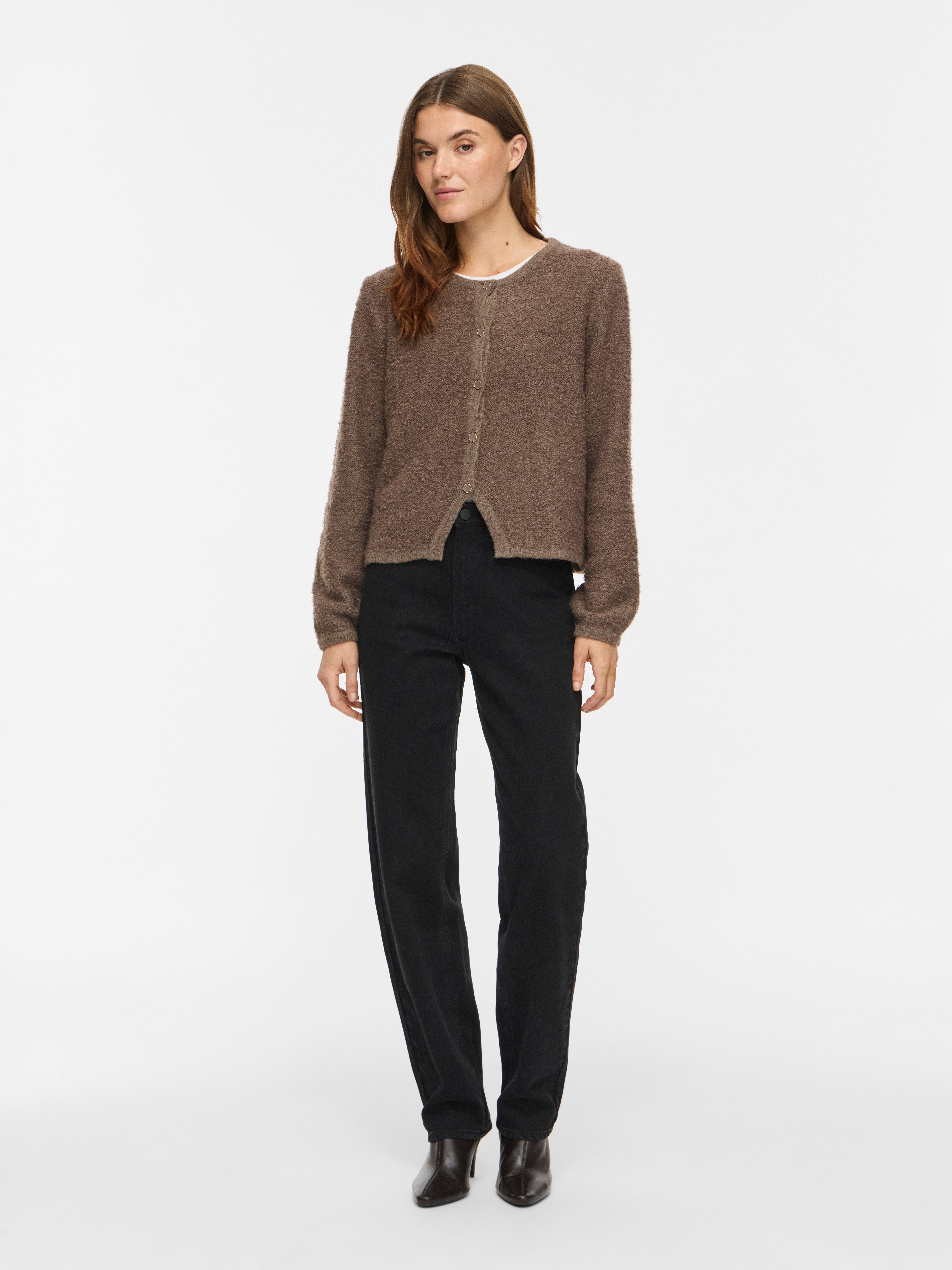 Vila Strickjacke VIPIGGA O-NECK L/S KNIT JACKET NOOS Materialmix – Bild 4 von 5