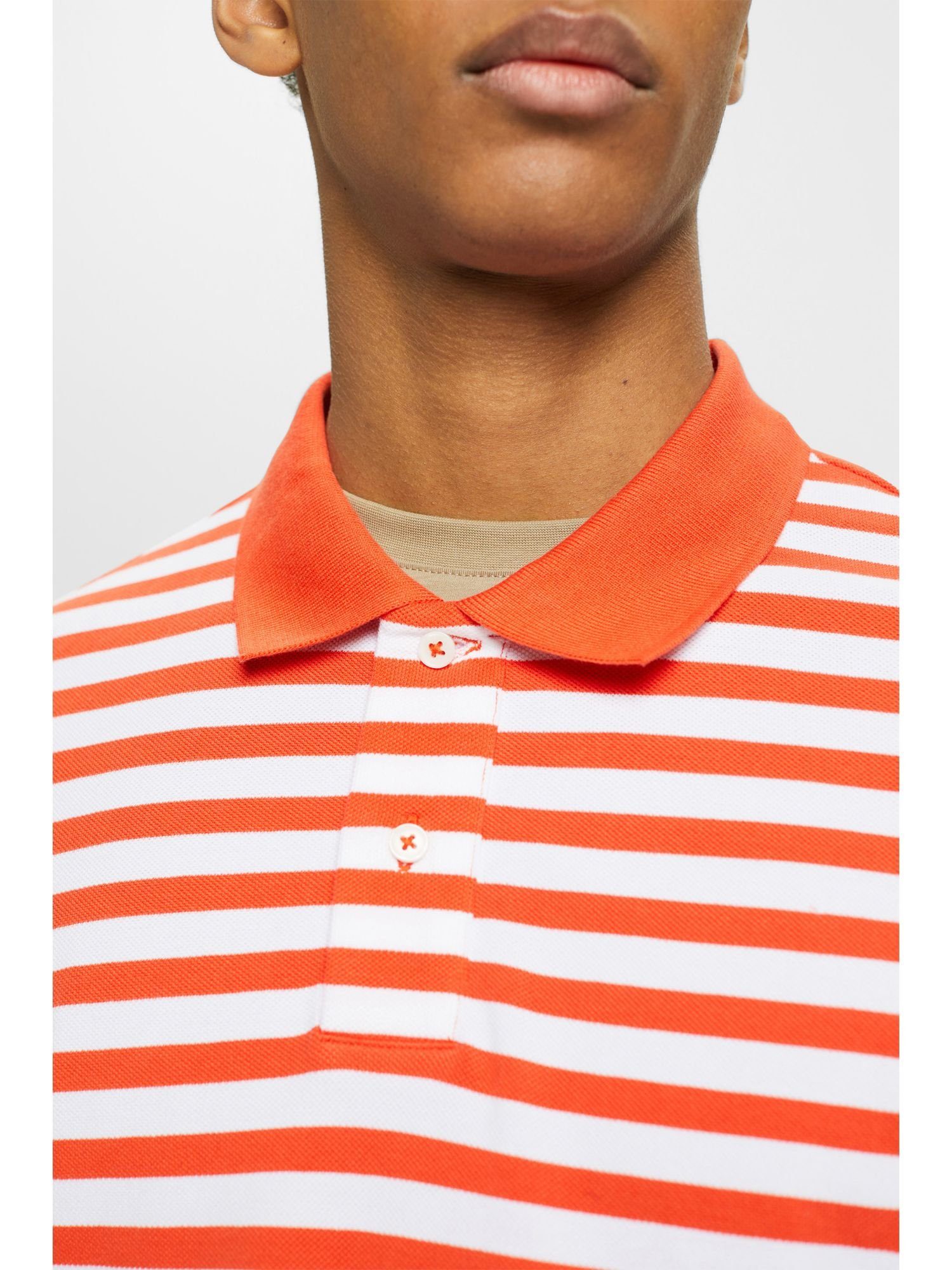 RED Poloshirt Gestreiftes ORANGE Esprit Slim-Fit-Poloshirt