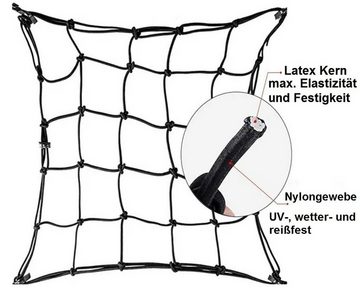 BAYLI Gepäckgurt Motorrad Gepäcknetz mit 6x Haken, 30 x 30 cm Fahrradkorbgepäcknetz