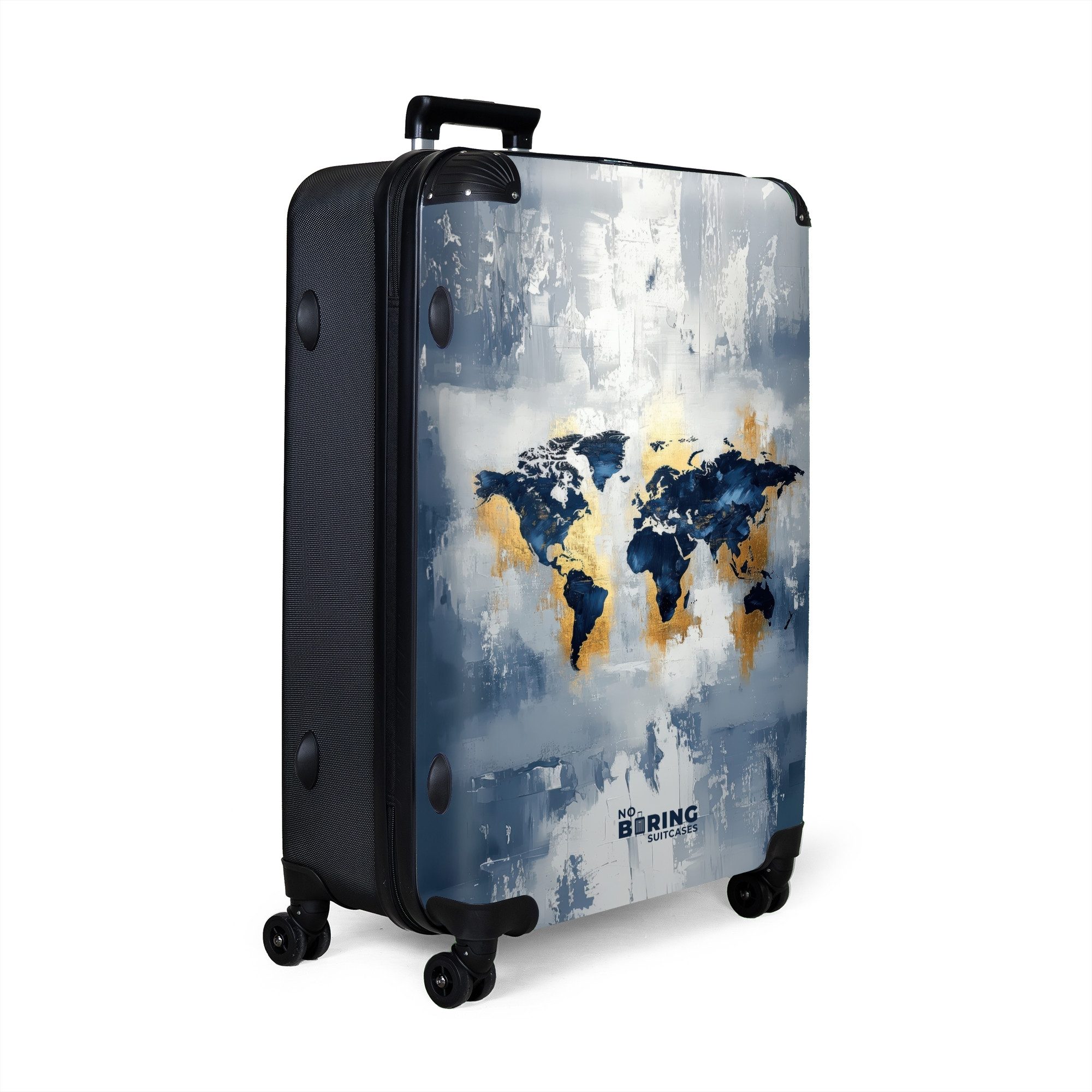 NoBoringSuitcases.com© Hartschalen-Trolley Weltkarte - Blau - günstig online kaufen
