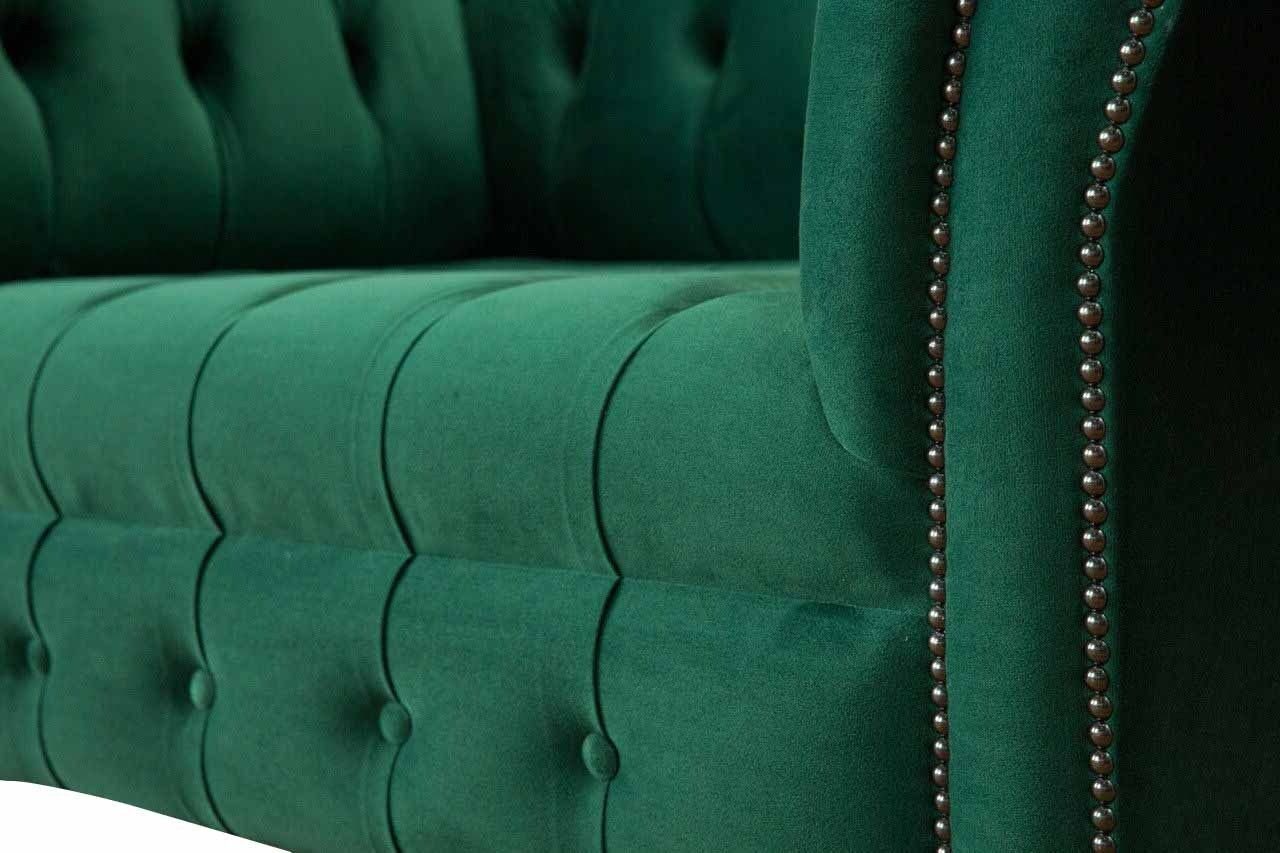 Design Europe Ohrensessel Sessel Chesterfield Grün Polster JVmoebel In Made Luxus Textil, Sessel Sofa