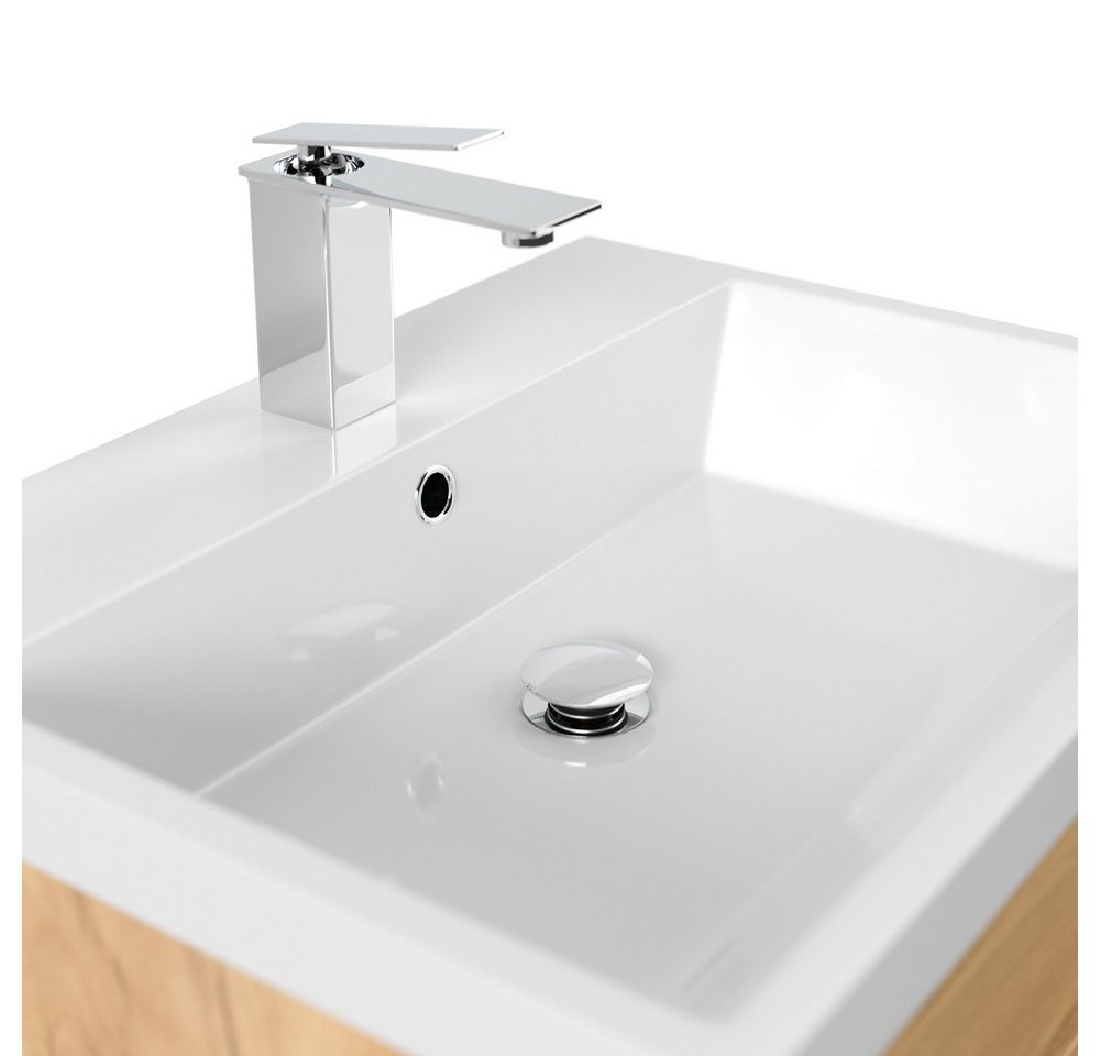 Thumbnail - Lomadox Waschtisch FROME-02, mit Waschbecken 60 cm, 3 Schubladen, Eiche Dekor