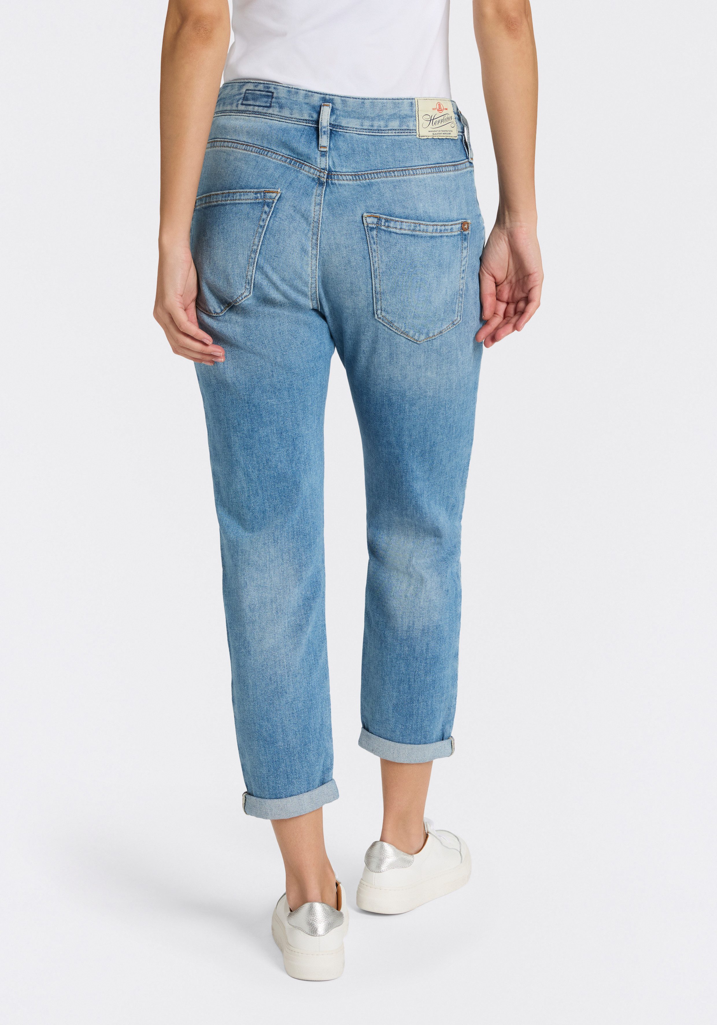 Herrlicher Boyfriend-Jeans Shyra Cropped Denim Stretch mit Abnähern, Umschlagsaum