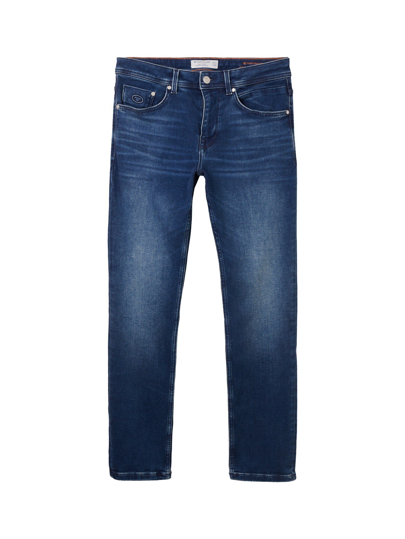 Josh Slim TAILOR Used TOM Denim Stone Dark Regular Jeans Straight-Jeans Blue