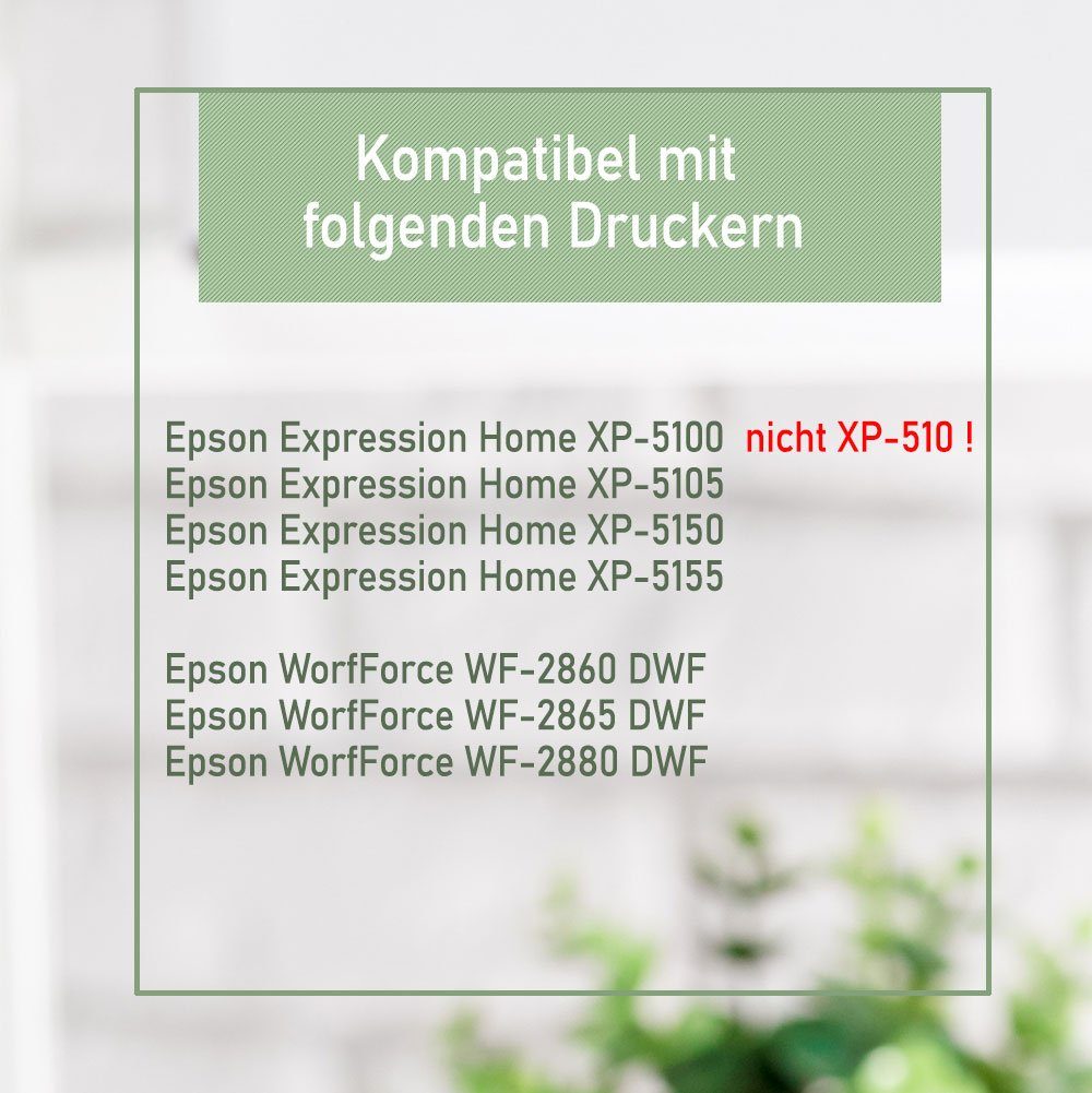 Druckerparadies 4er Multipack für Epson 502XL Tintenpatronen Set Tintenpatrone (4-tlg., für XP-5100 XP-5105 XP-5150 XP-5155 WF-2860 WF-2865 WF-2880 WF-2885)
