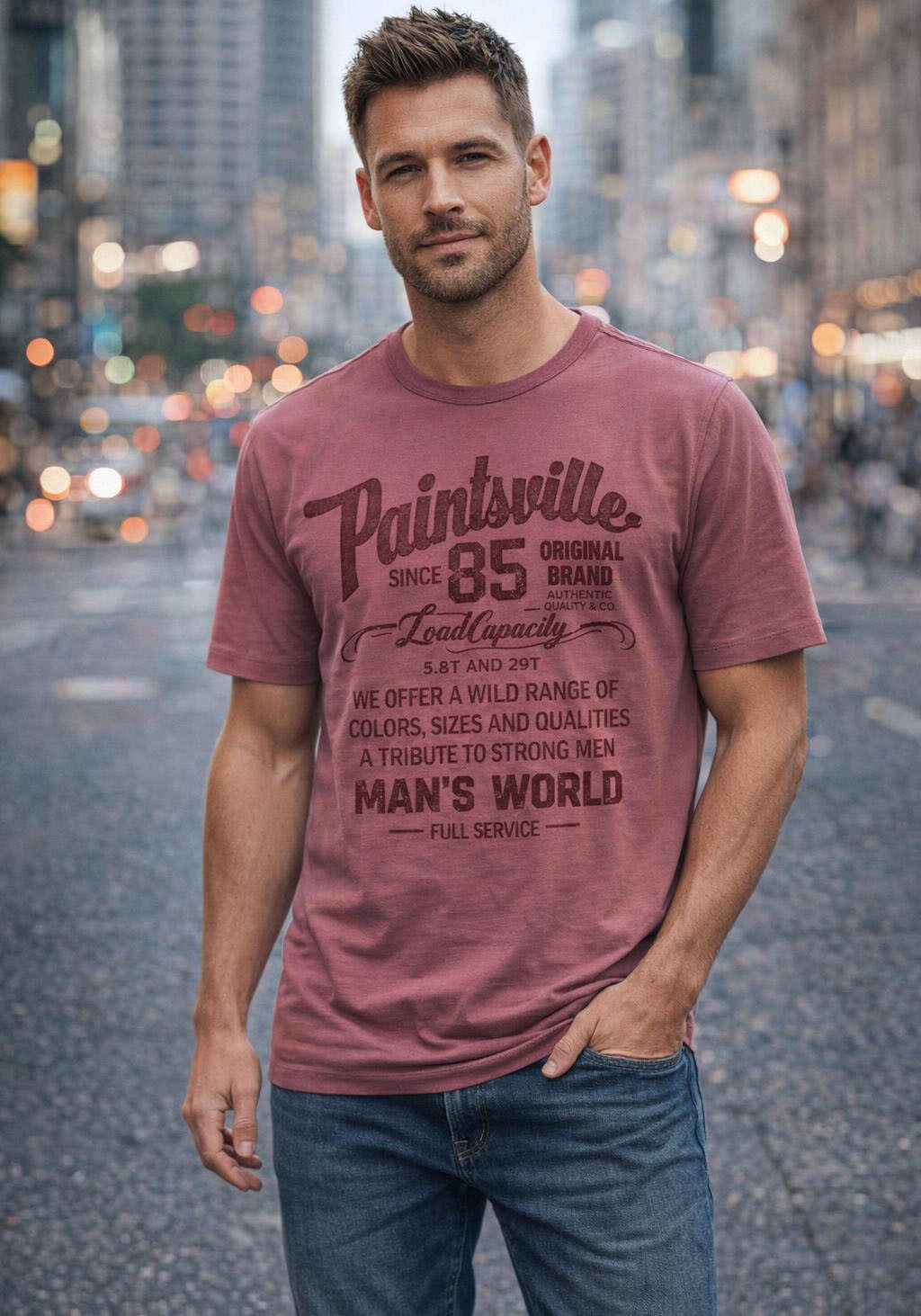 Man's World T-Shirt Kurzarm, mit stylischem Print, Rundhalsausschnitt, aus Baumwolle