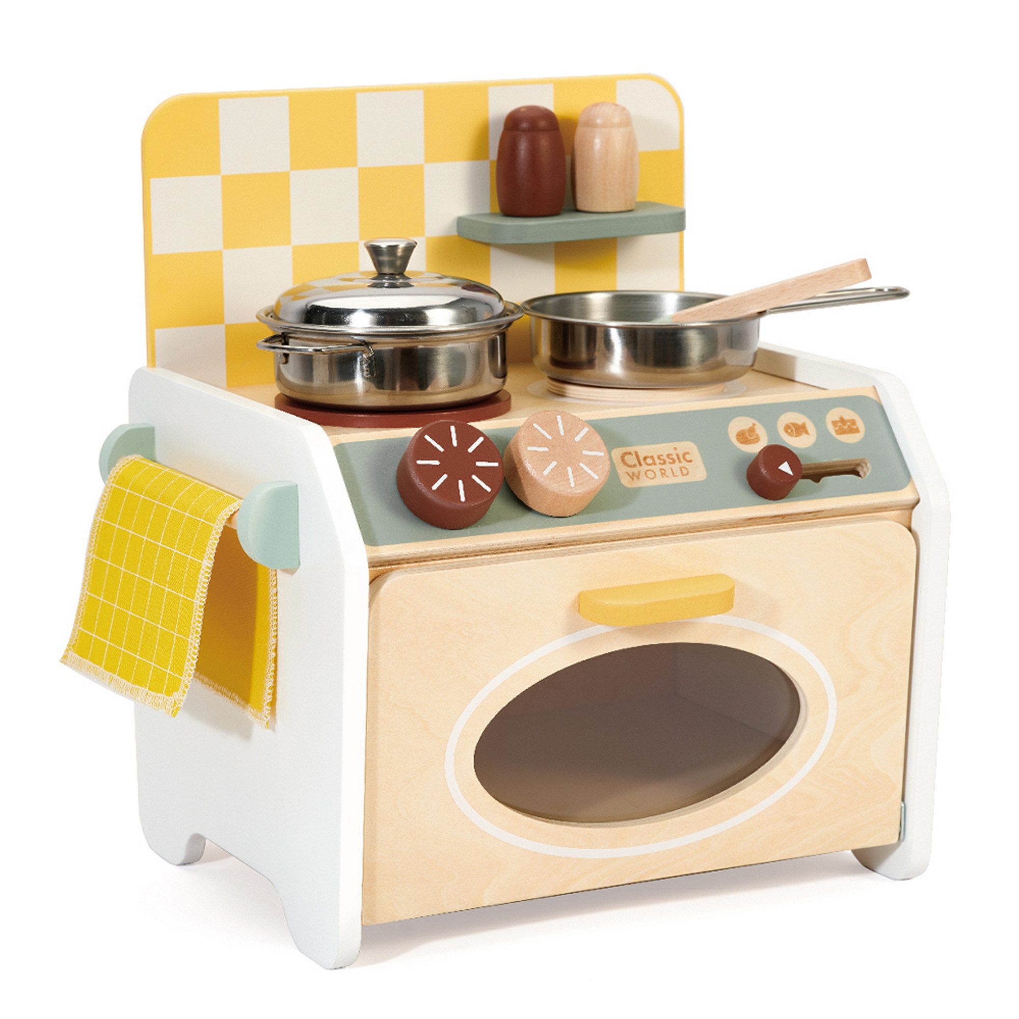 Classic World Spielküche Classic World - Kinderküche klein - 26,3x22,5x30 cm - ab 3 Jahre MDF, Holz, aus Holz