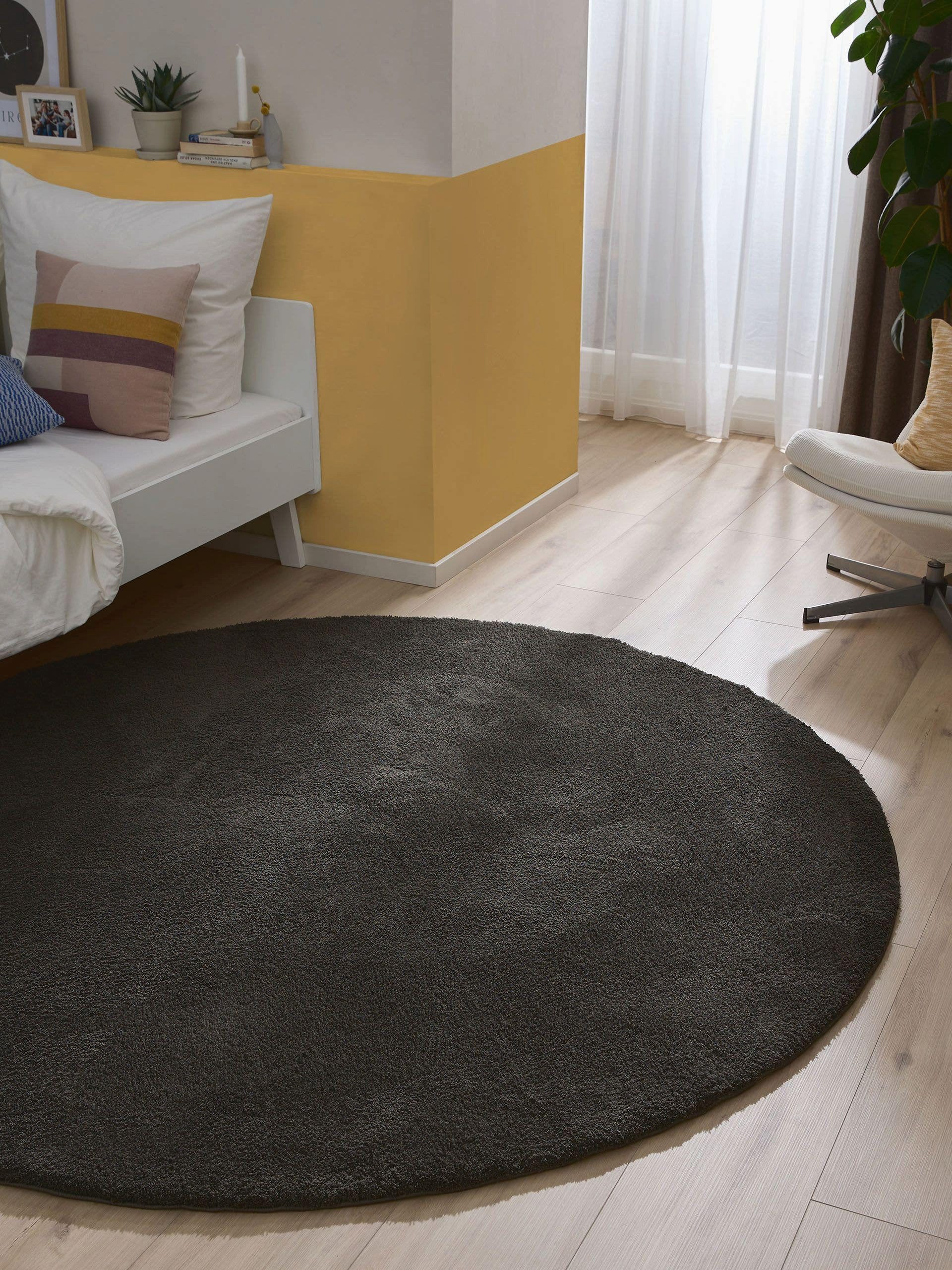 benuta Hochflor-Teppich Soda, rund, Höhe: 31 mm, Teppich Wohnzimmer, Schlafzimmer, Esszimmer, Flur, Kunstfaser, Cozy