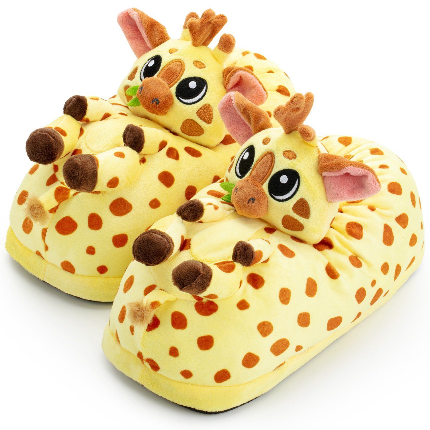 Corimori Süße Giraffen Slipper für Kinder und Erwachsene Plüsch Hausschuhe (Packung) super weiche Puschen in EU Einheitsgröße 34-44