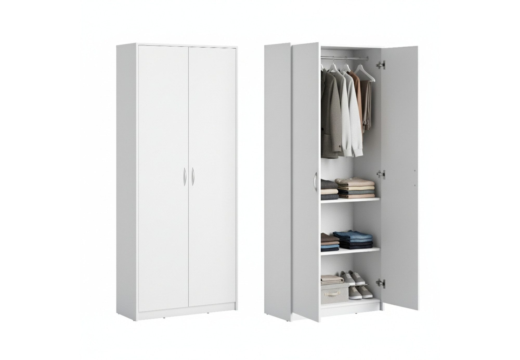 Home Collective Mehrzweckschrank Schrank Aktenschrank Hochschrank Mehrzweckschrank 2-türig 5 Fächer (74 cm breit aus Laminatplatte und hochwertigen Polymergriffen) robust & vielseitig viel Stauraum 74x35x180 (BxTxH) weiß