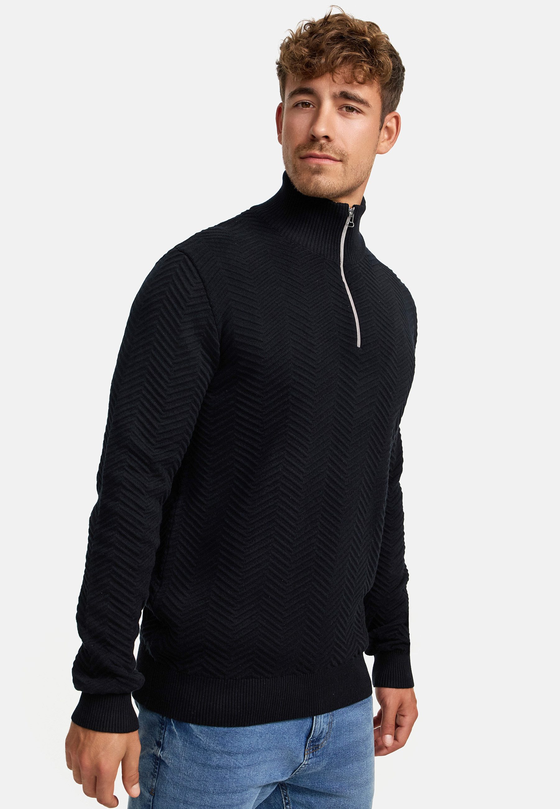 Kronstadt Strickpullover Herren KSCarlo Half-Zip Pullover Herrenpullover Half-Zip Feinstrickpullover