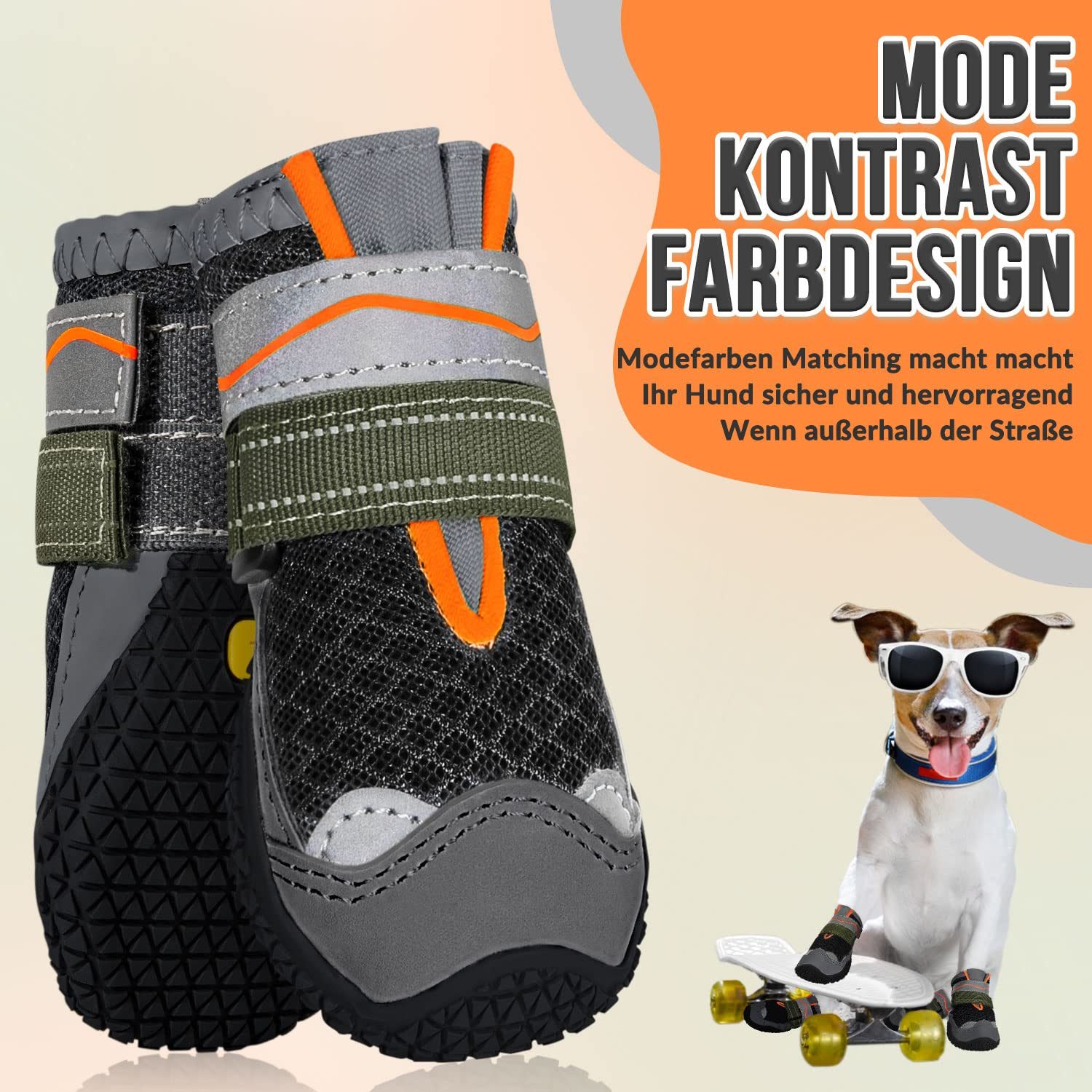 Ledander Pfotenschutz Hundeschuhe Pfotenschutz, 4 Stück atmungsaktiv mit Rutschfester, reflektierendem Klettverschluss für kleine, mittlere und große Hunde